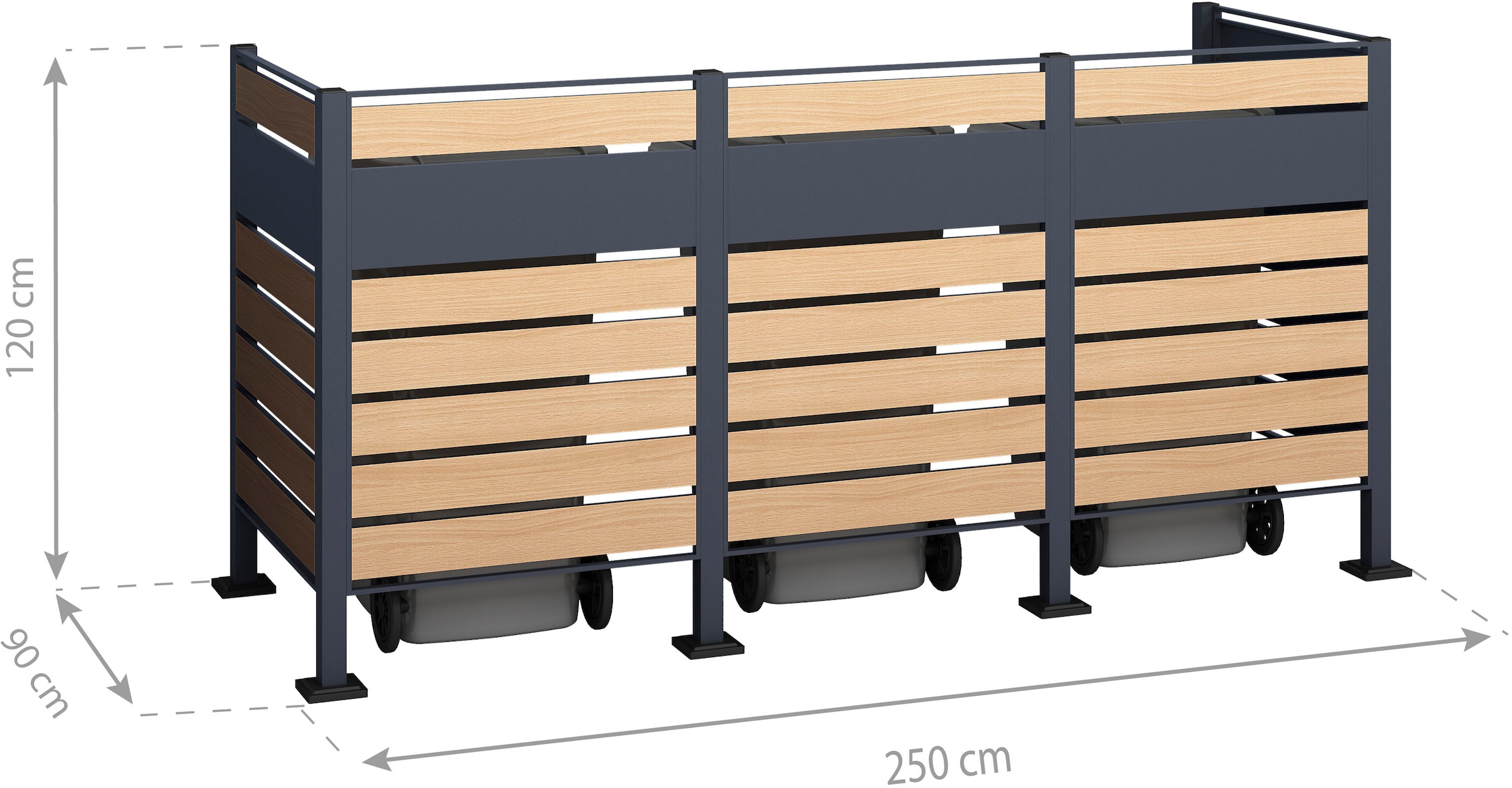 WESTMANN Mülltonnenbox »Planum«, Platz für 3 Mülltonnen ja 240 L