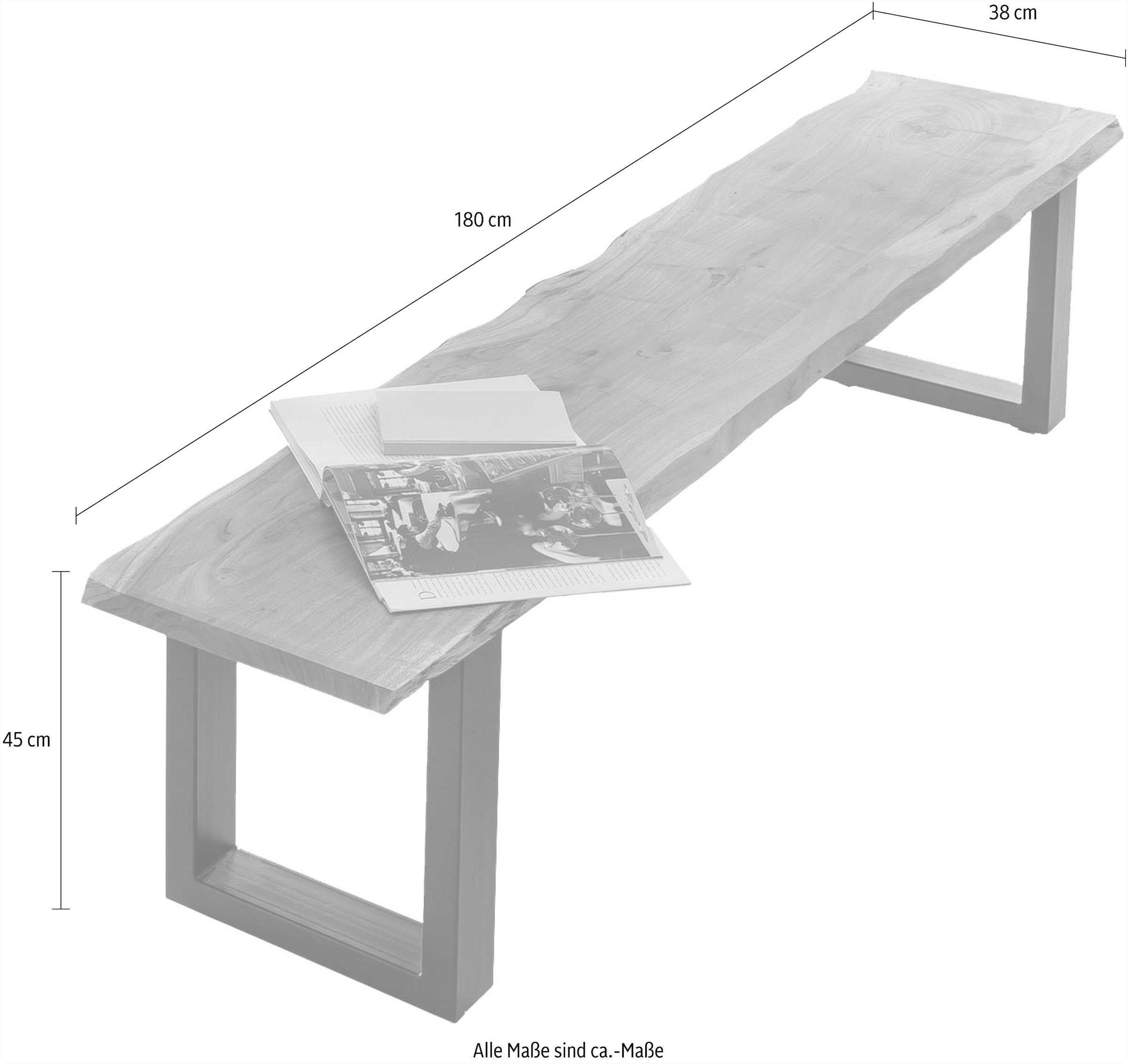 Home affaire Sitzbank »Manhattan«, mit Baumkantenoptik und Gestell U-Form aus schwarzem Metall