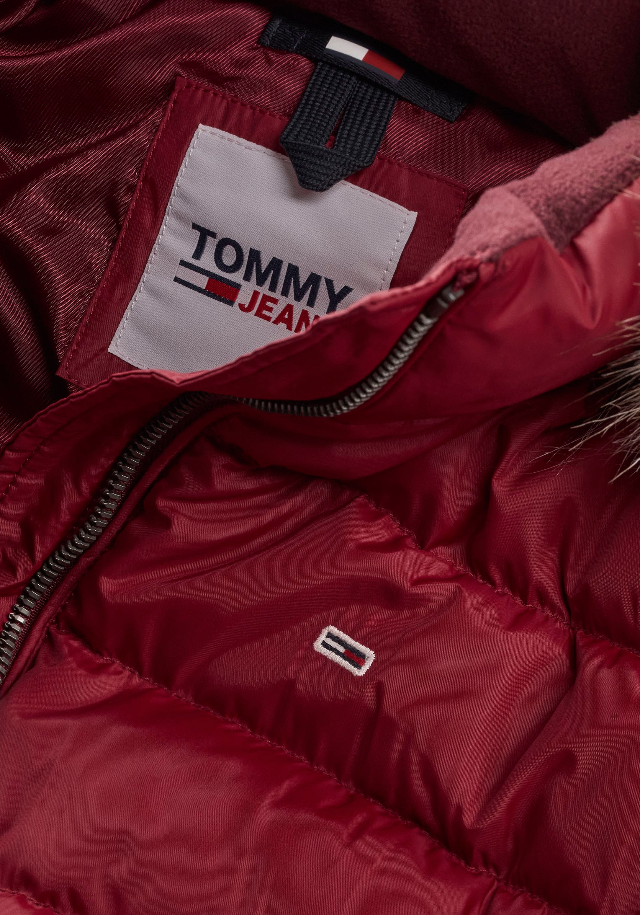 Tommy Jeans Daunenjacke »BASIC HOODED DOWN JACKET«, mit Kapuze, mit Fellimitat an der Kapuze & Tommy Jeans Logo-Flag