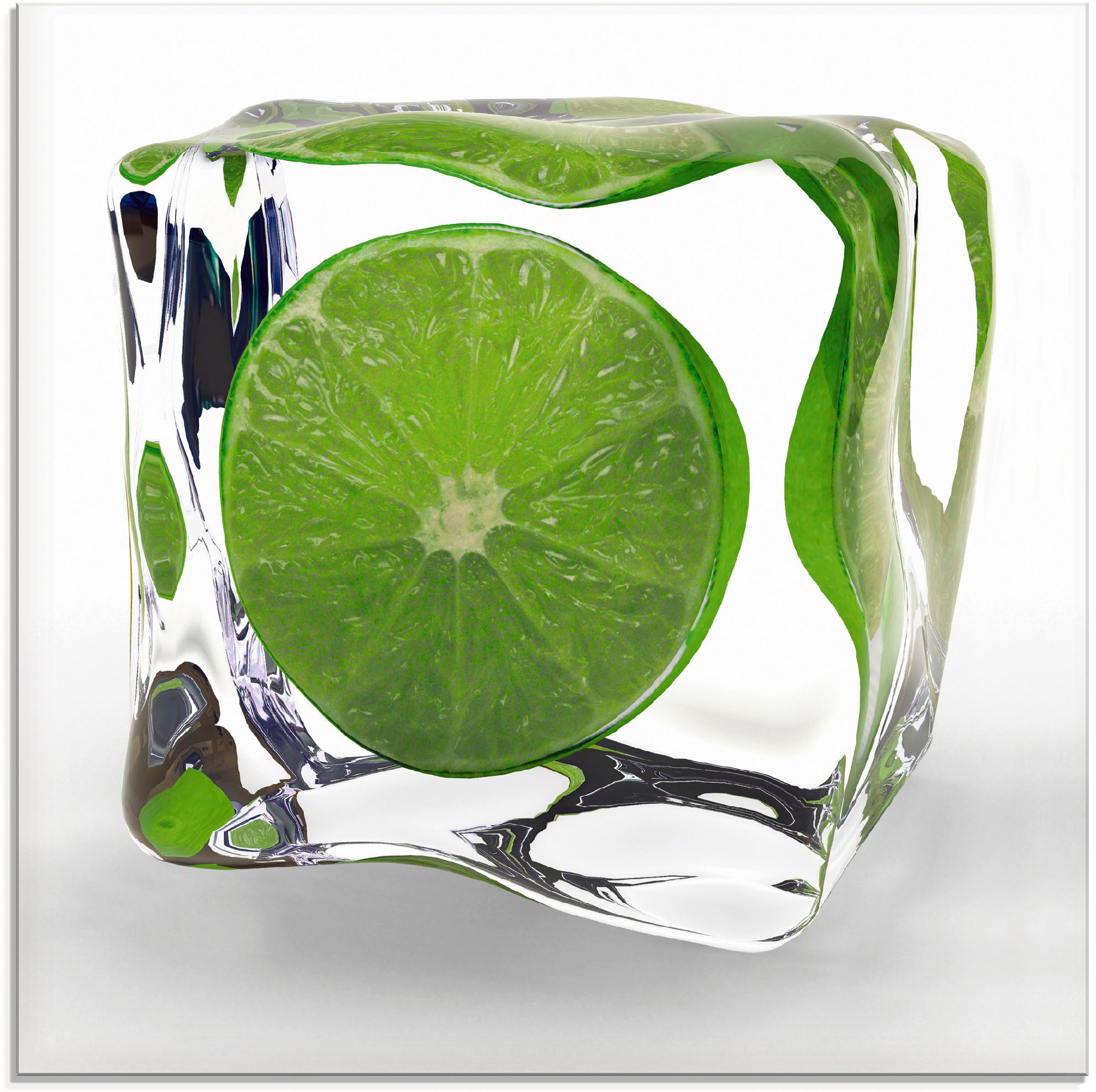 Artland Glasbild »Limette St.), in Größen kaufen auf verschiedenen Eiswürfel«, im Raten Lebensmittel, (1