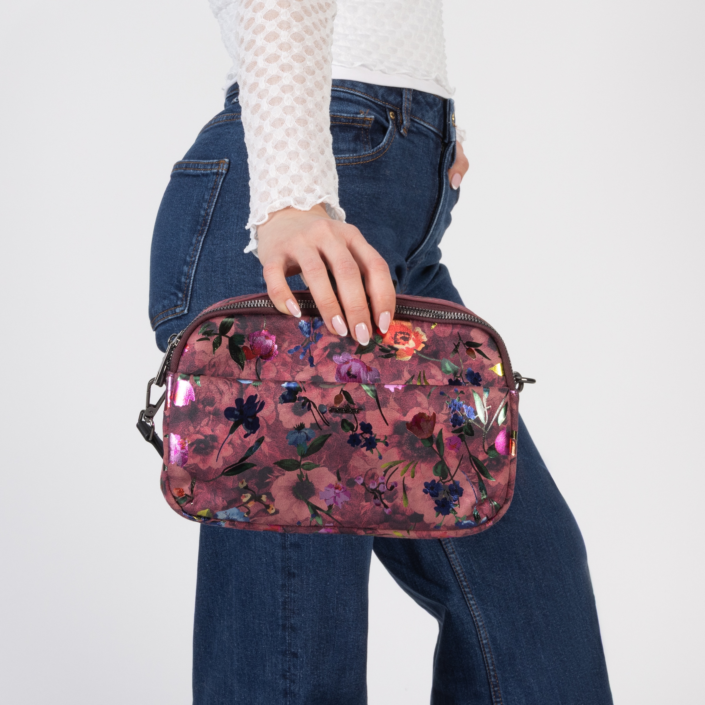 Rieker Umhängetasche Damen Schultertasche, Handtasche mit zwei Reißverschlüssen