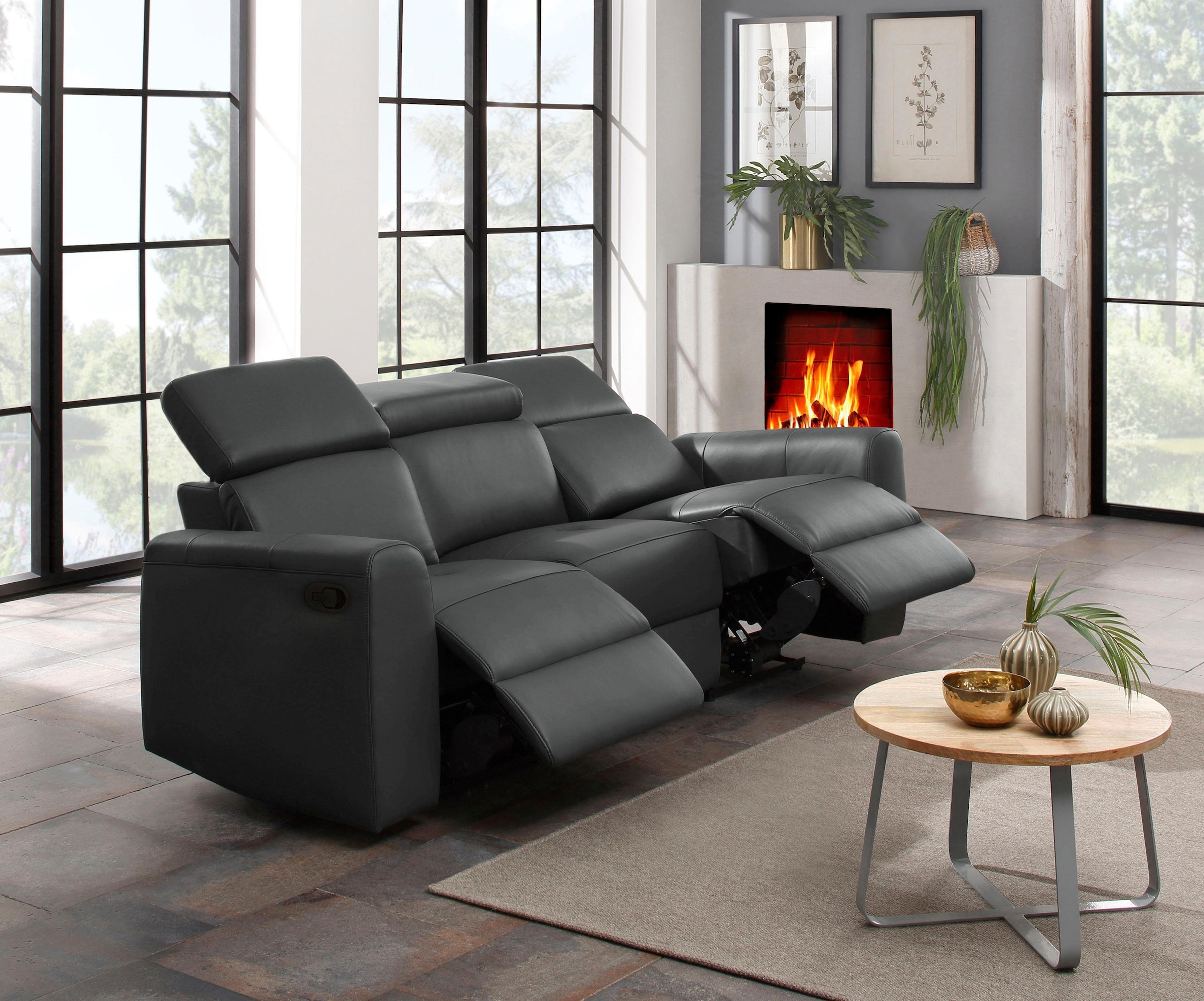 Home affaire 3-Sitzer »Sentrano« auch mit elektrischer Funktion mit USB-Anschluß, in 4 Bezugsvarianten