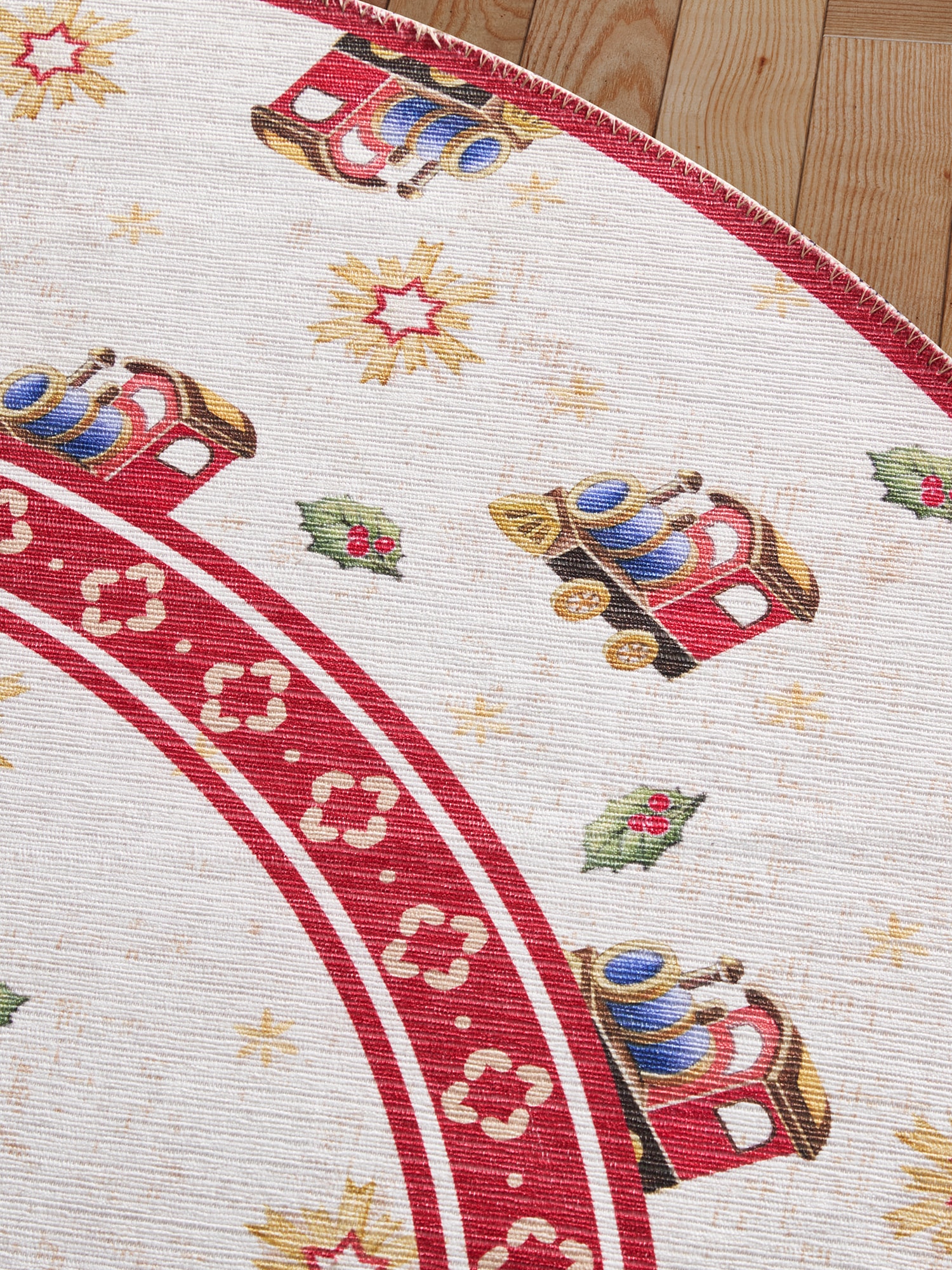 Villeroy & Boch Teppich »Toy's Delight Limited Edition Santa Claus«, rund, 3 mm Höhe, Limited Edition, Weihnachten, Wohnzimmer, Baumrock, Waschbar, Rund