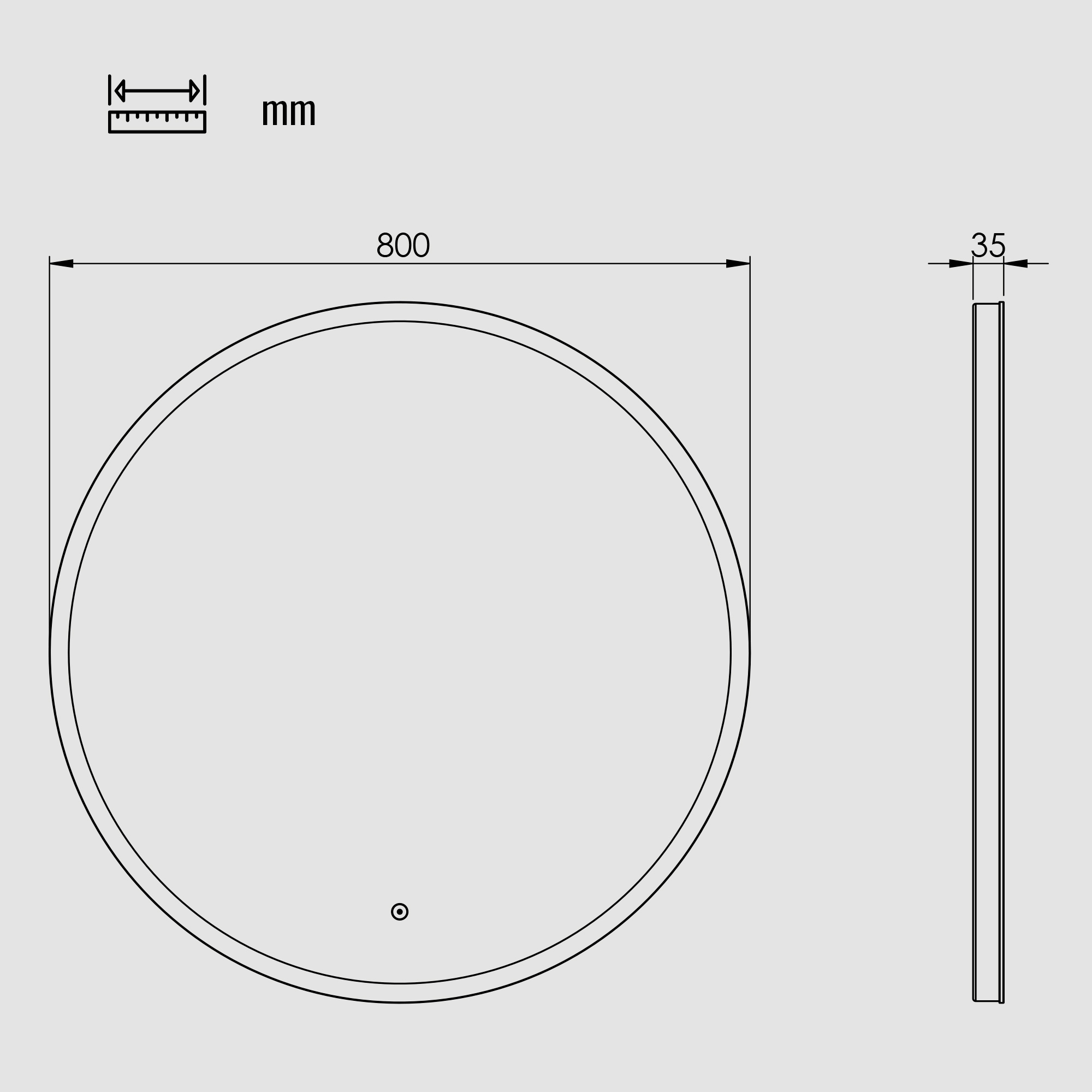 Badspiegel »Atlas Rund, Badezimmerspiegel mit LED Beleuchtung, Lichtspiegel«, (1 St.), Touchpanel für Lichtsteuerung, Verstellbarer Spiegel, Dänisches Design