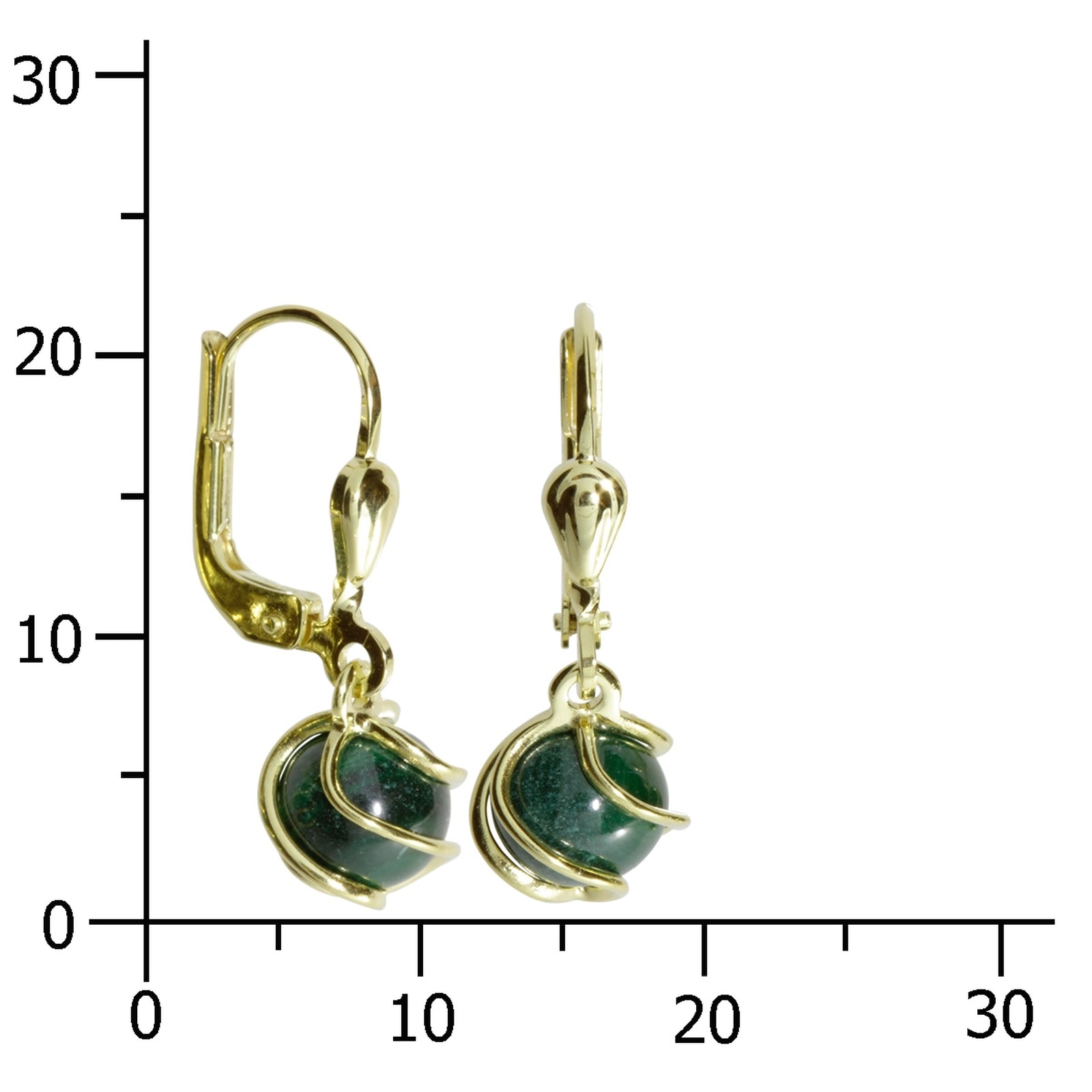 OSTSEE-SCHMUCK Paar Ohrhänger »- Goldkäfig - Gold 333/000 - Malachit«