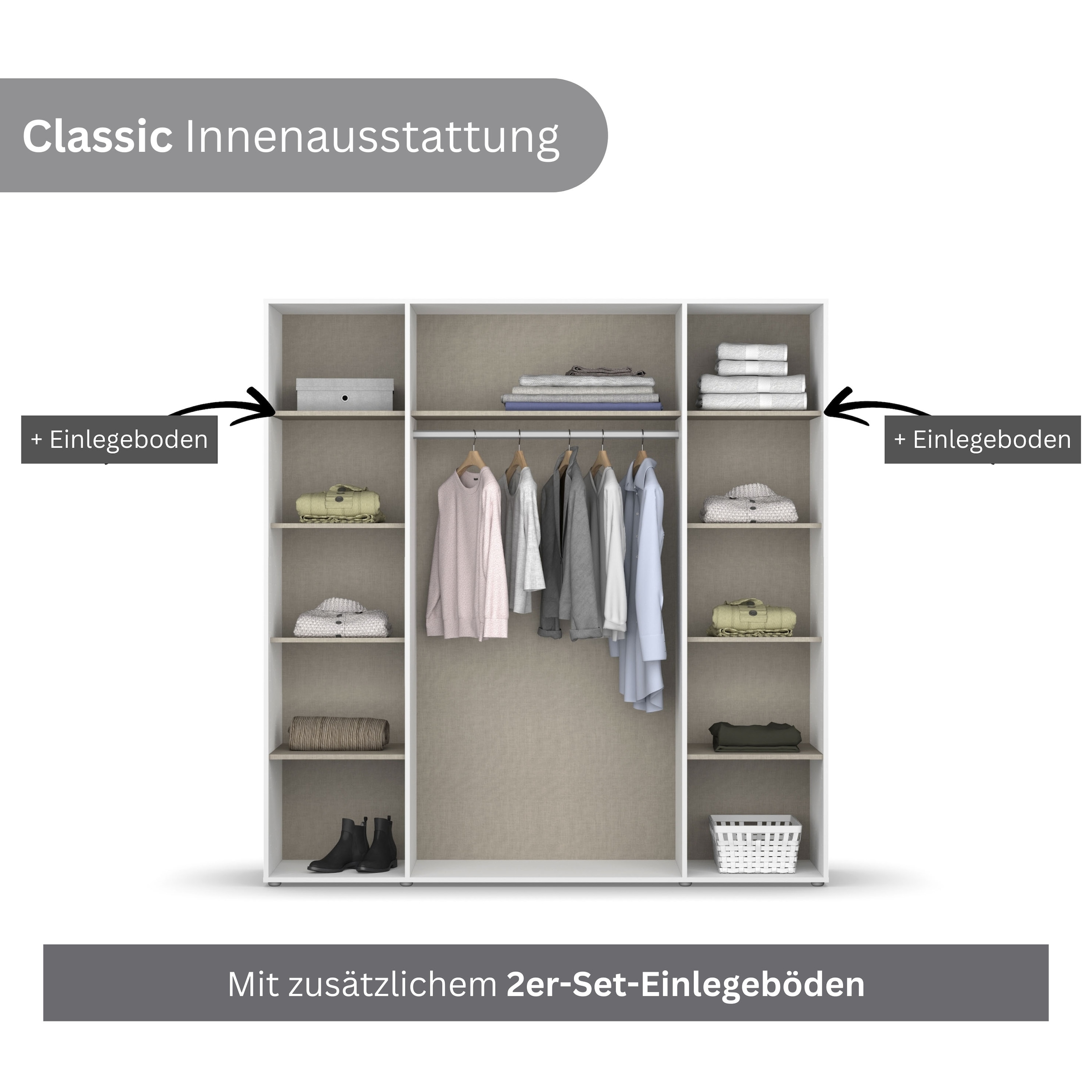 rauch Kleiderschrank »VOYAGER Otto´s Choice Garderobe Wäscheschrank TOPSELLER Schlafzimmer«, (in 3 verschiedenen Ausstattungen BASIC/CLASSIC/PREMIUM), Schrank mit modernen Griffen in viel Stauraum MADE IN GERMANY