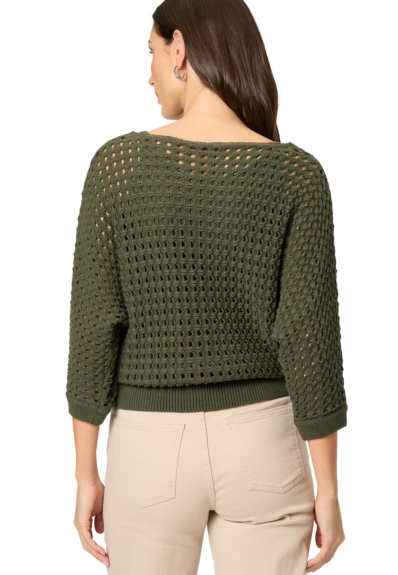 Zero Rundhalspullover »Pullover aus Ajourstrick«