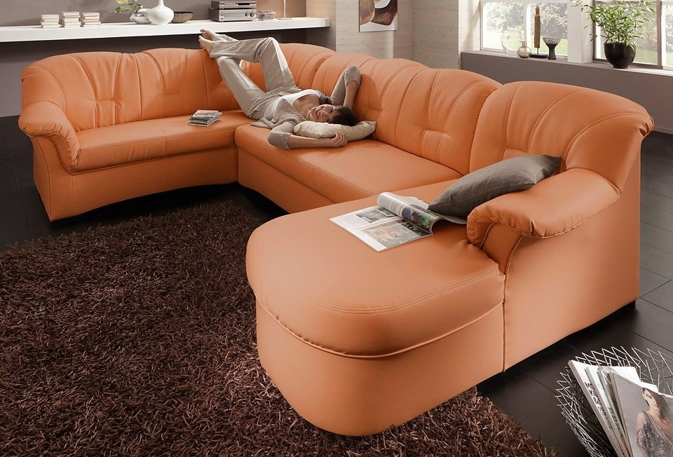DOMO collection Wohnlandschaft »Papenburg, zeitlose Rückensteppung, elegante Formensprache, U-Form«, in großer Farbvielfalt, wahlweise mit Bettfunktion