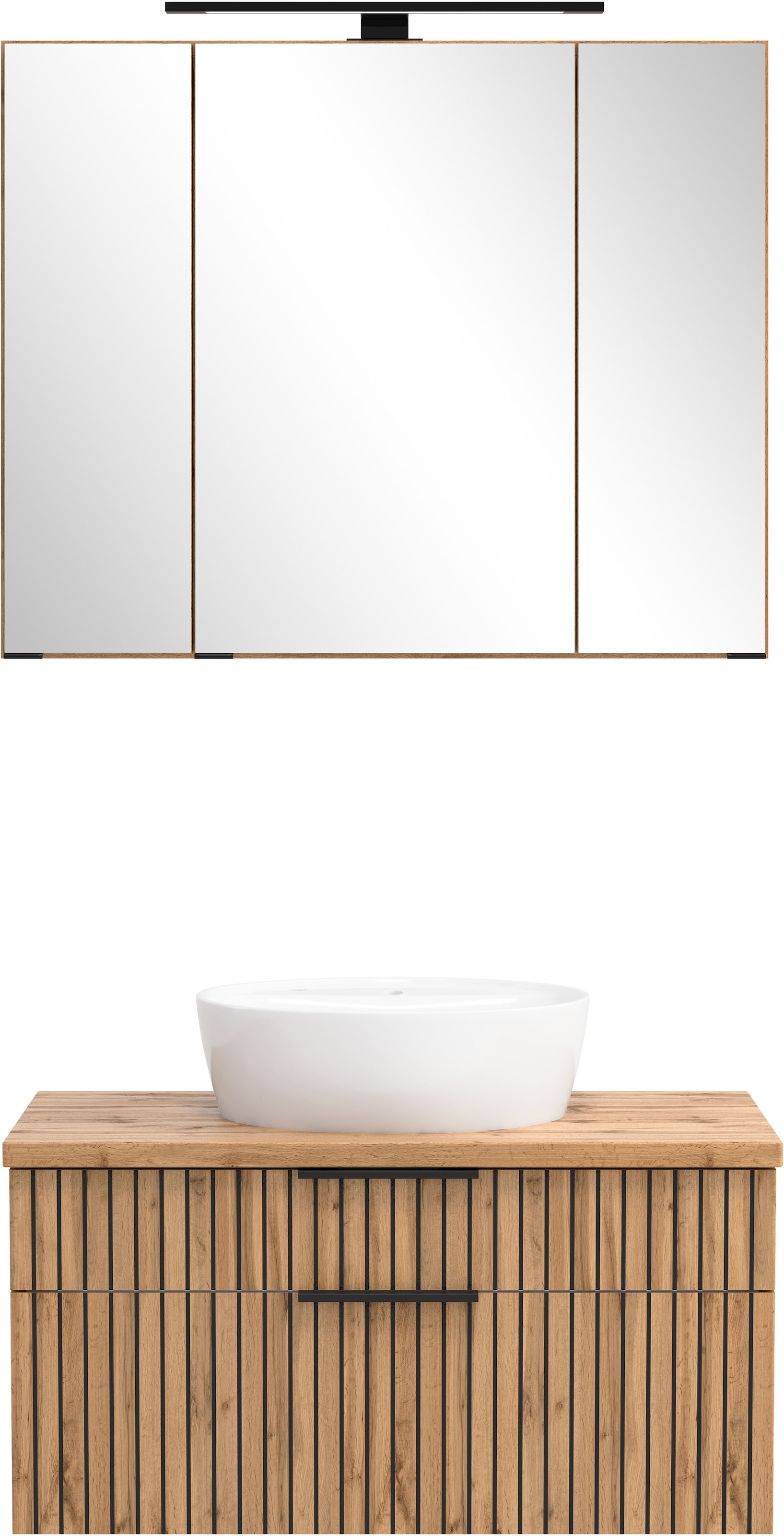 welltime Badmöbel-Set »Welltime, Carlton Waschtisch-Set, 80 oder 120 cm, gestreift«, (2 St.)