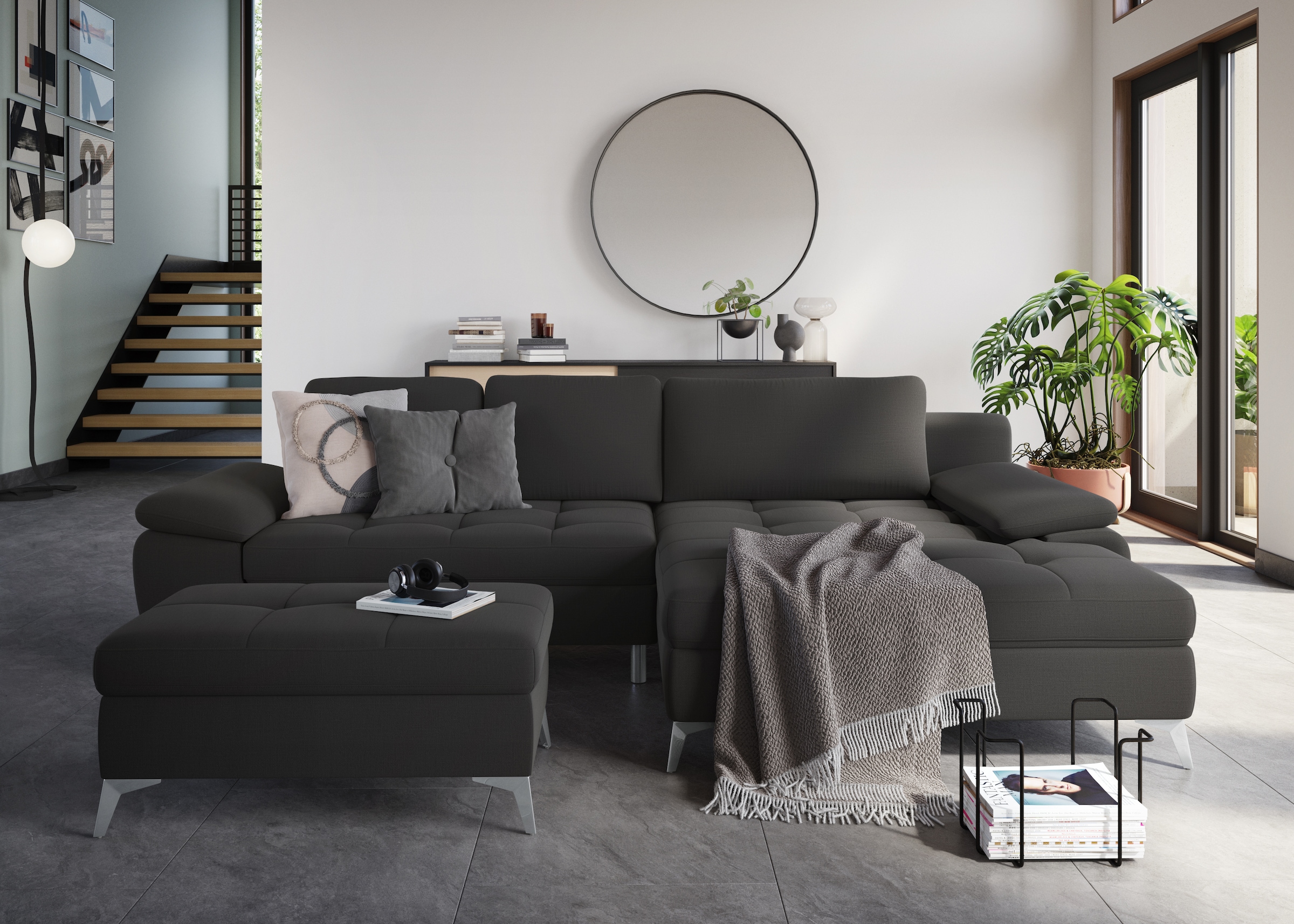 sit&more Ecksofa »Latigo L-Form«, mit Mega-Recamiere, wahlweise mit Bettfunktion und Bettkasten