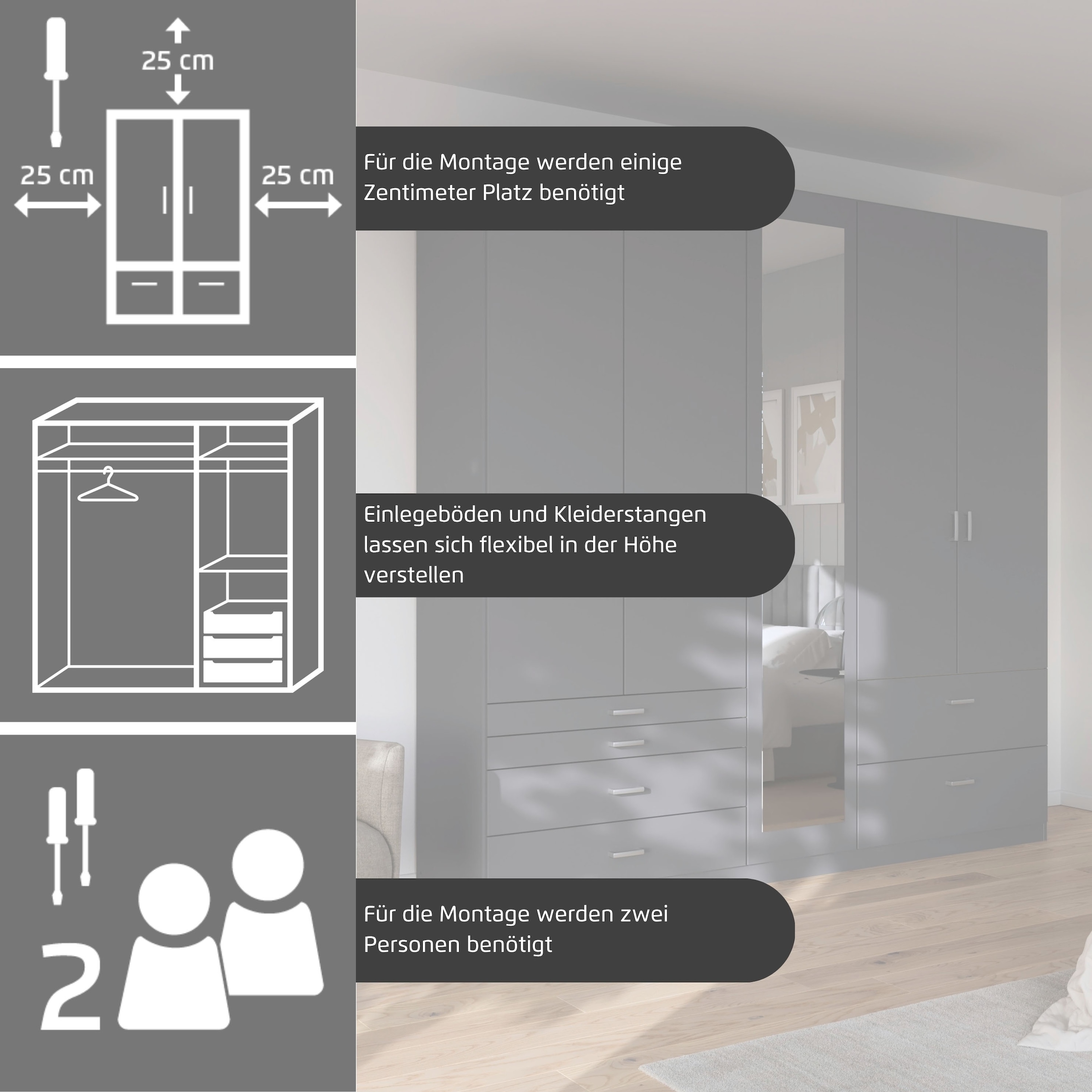 rauch Kleiderschrank »Kleiderschrank Schrank Garderobe Wäscheschrank WILDBERG« Breiten 226/271 cm, Höhen 210/229 cm,  mit 6 Schubladen, obere Schublade mit Holz-Einteilung MADE IN GERMANY