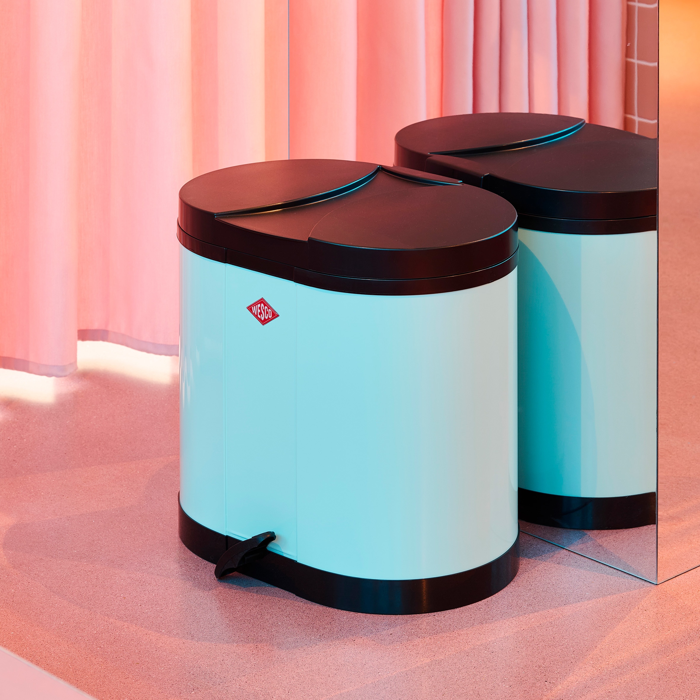 WESCO Mülltrennsystem »Ökosammler 170 (Beta)« 2 Behälter mit Kunststoffeinsatz, Deckel und Fußtritt aus Kunststoff, Bodenring