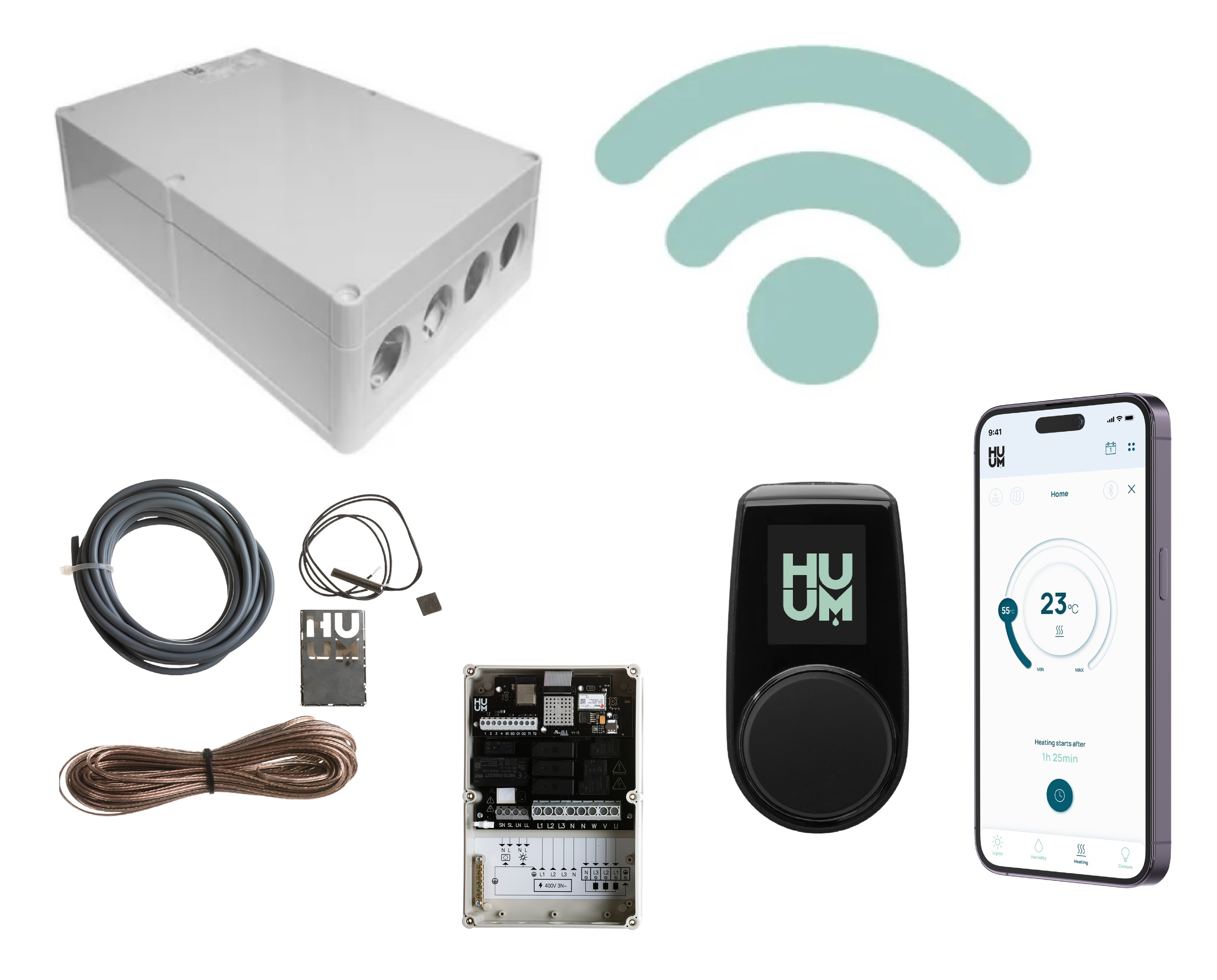 Karibu Saunaofen »für Außensteuerung 9 kW SET mit WiFi-Steuerung« mit WLAN-fähigem Steuergerät