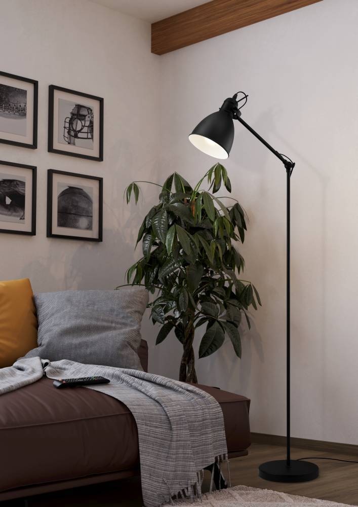 EGLO Stehlampe »PRIDDY Stehleuchte, Standleuchte, Stahl, schwarz, E27, Industrial« E27 Wohnzimmerlampe, Esszimmer, 1 flammig, Retro, Vintage, 137x23cm