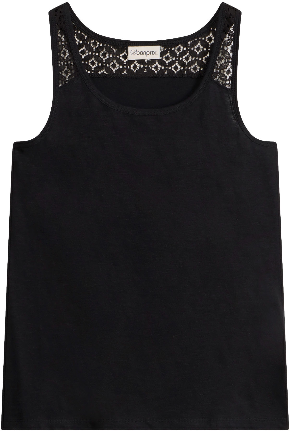 bonprix Tanktop 1 körpernaher Schnitt, runder Ausschnitt, dezente Spitzeneinsätze