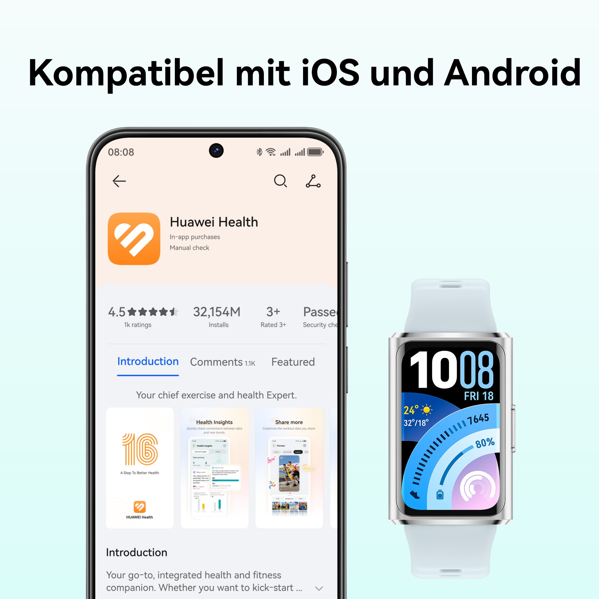 Huawei Fitnessuhr »Band 11 Pro«(/ 1,62 ″)