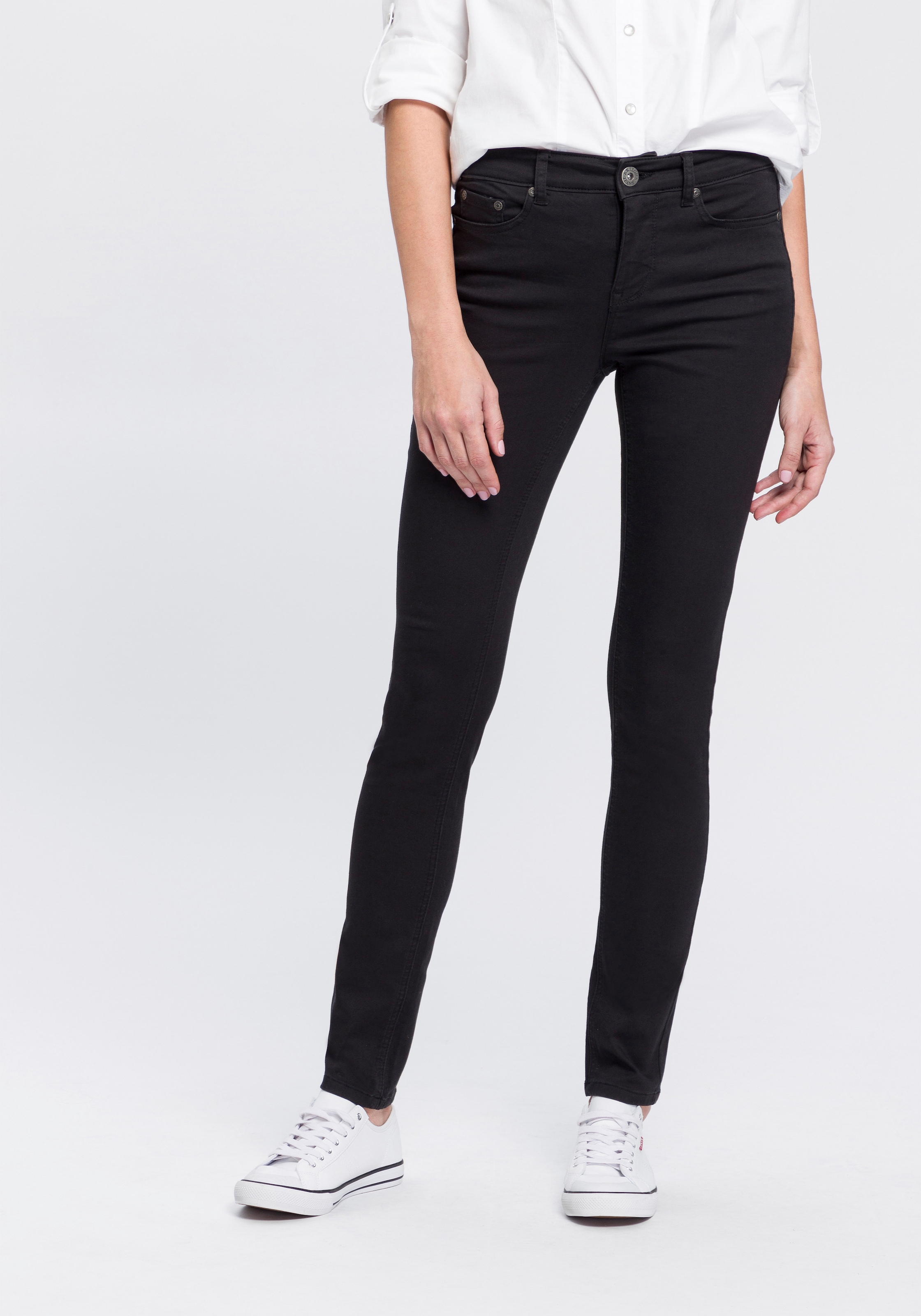 Arizona Slim-fit-Jeans »Shaping«, enge Passform, Röhrenjeans, Used-Look-Waschung, hohe Leibhöhe