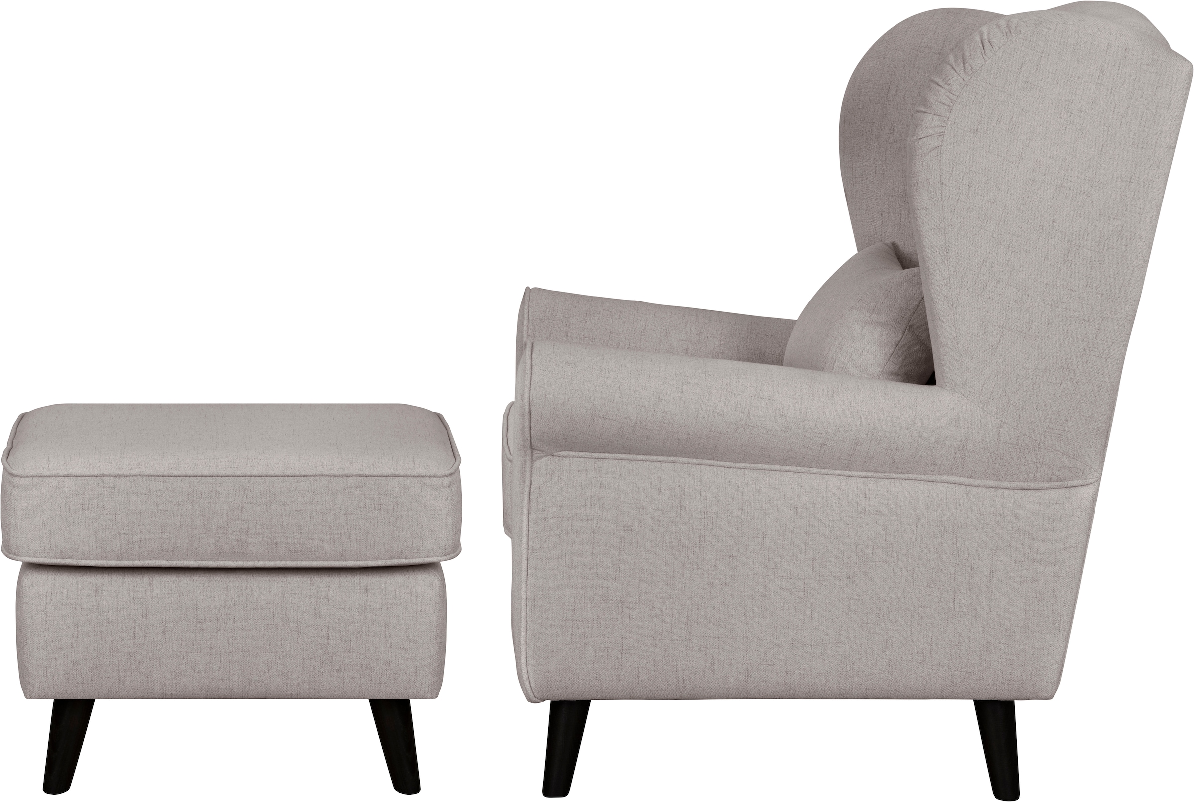 Home affaire Sessel »Ohrensessel CHISTELLE, wahlweise mit Polsterhocker«, mit Wellenunterfederung, Maße: B/T/H: 81/87/99 cm