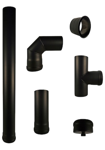 Ofenrohr, (Set, 6 tlg.), für Pelletöfen, 100 cm, schwarz