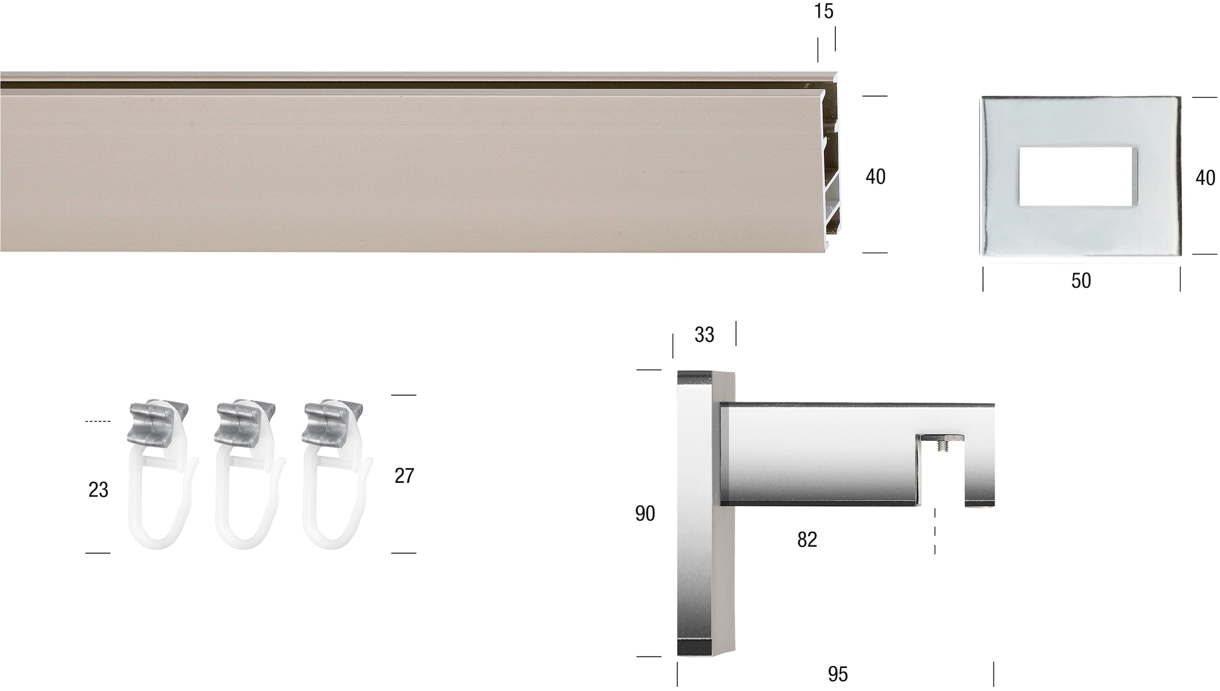 GARESA Gardinenstange »FLAT«, 1 läufig-läufig, Wunschmaßlänge, Rechteckprofil, Wandmontage, perfekter Lauf, modern, verlängerbar