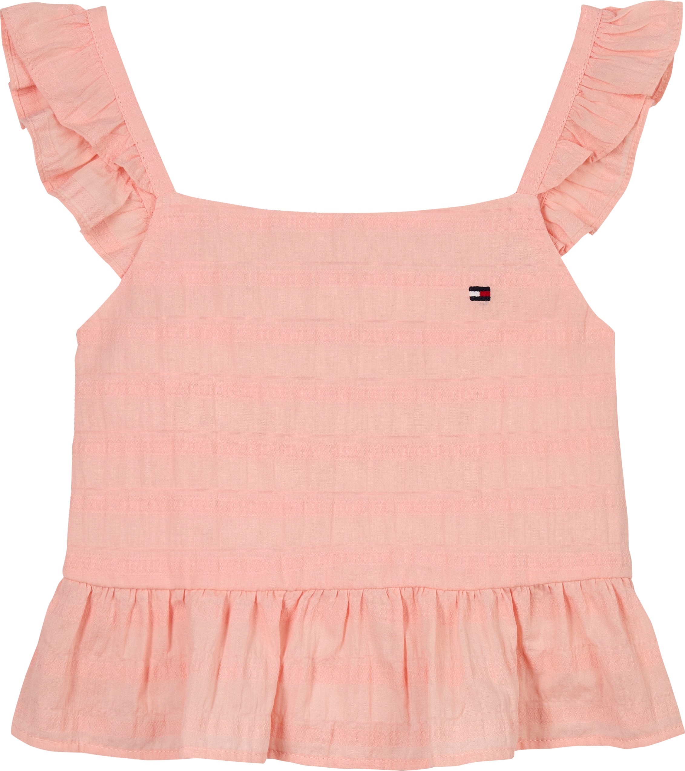 Tommy Hilfiger Trägertop »TEXTURED COTTON TOP SLVLS«, mit Stickerei, mit Rüschen