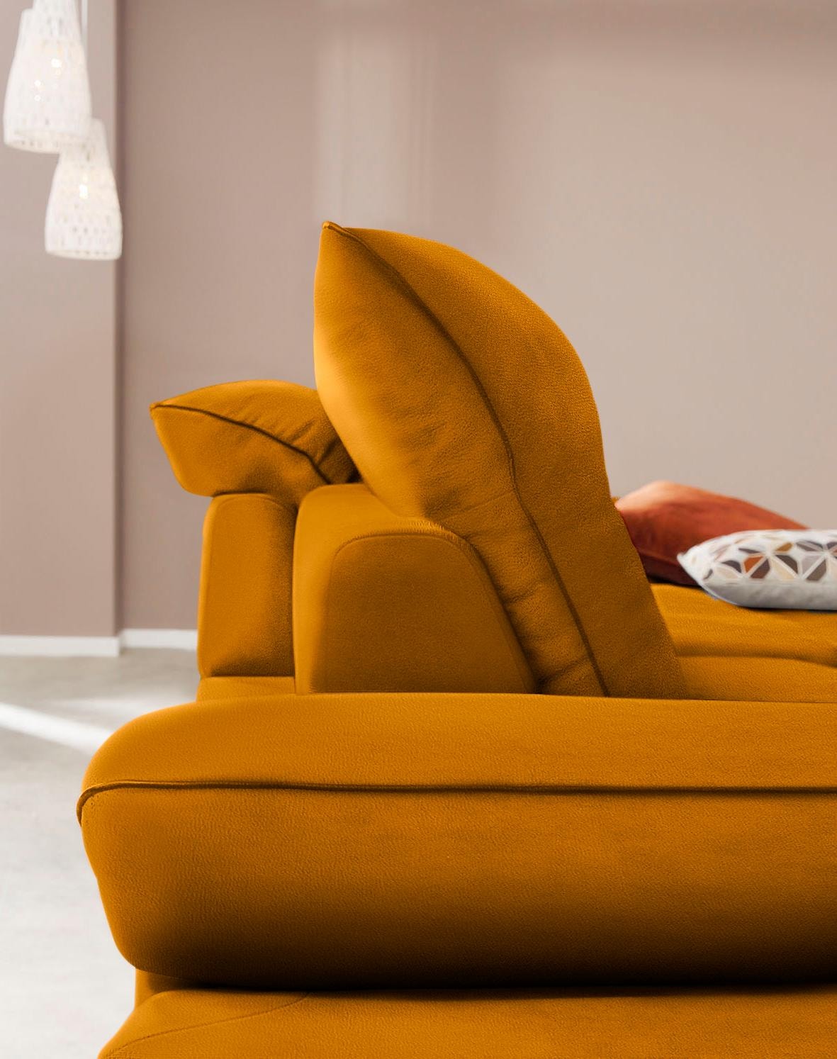 W.SCHILLIG Ecksofa »enjoy&MORE, Designsofa, elegant und bequem, L-Form«, Sitztiefenverstellung, Füße bronze pulverbeschichtet, Breite 294 cm