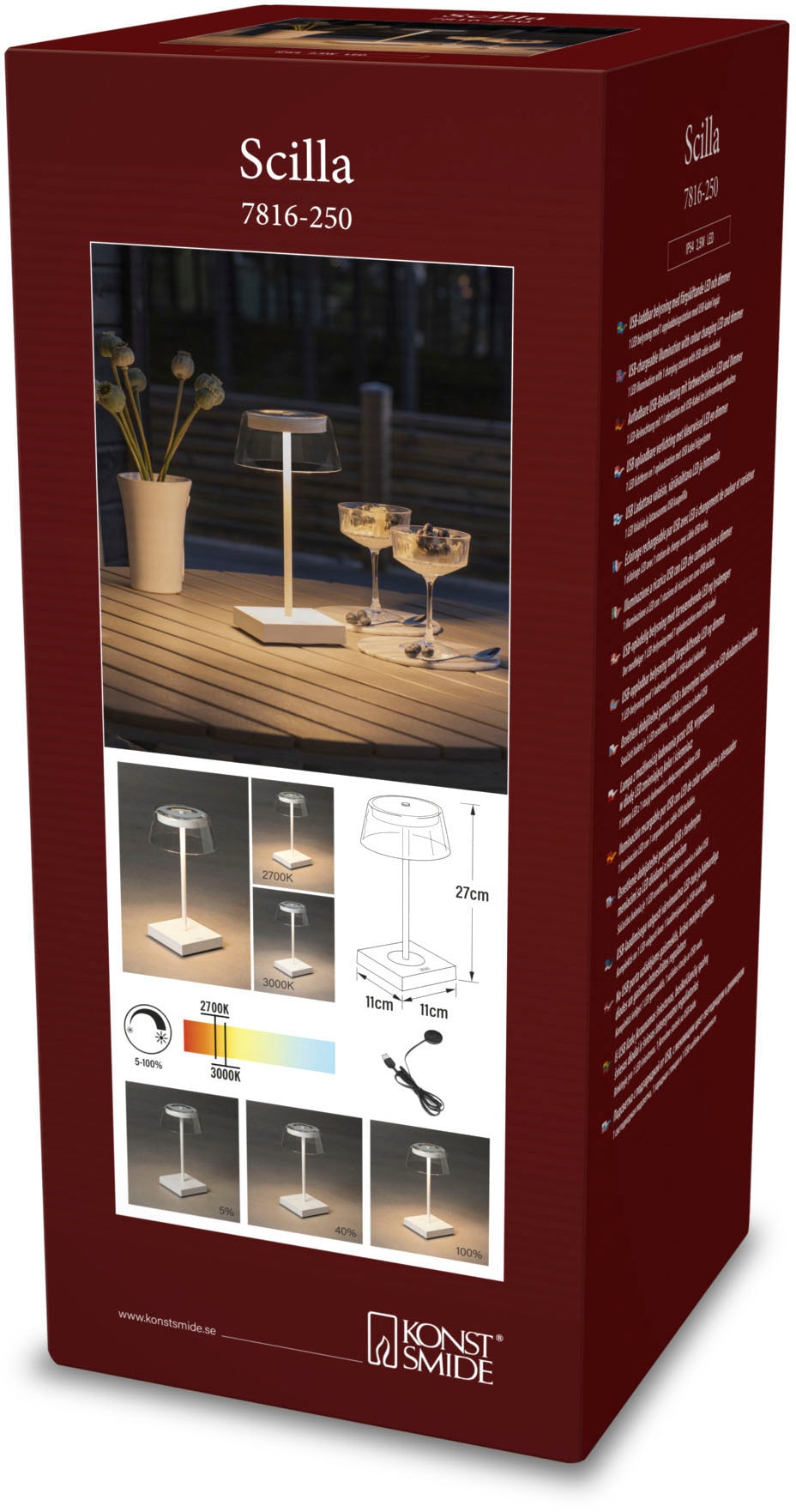 KONSTSMIDE LED Tischleuchte »Scilla«, Leuchtmittel LED-Modul | LED fest integriert, Scilla LED USB-Tischleuchte, Farbtemperatur, dimmbar
