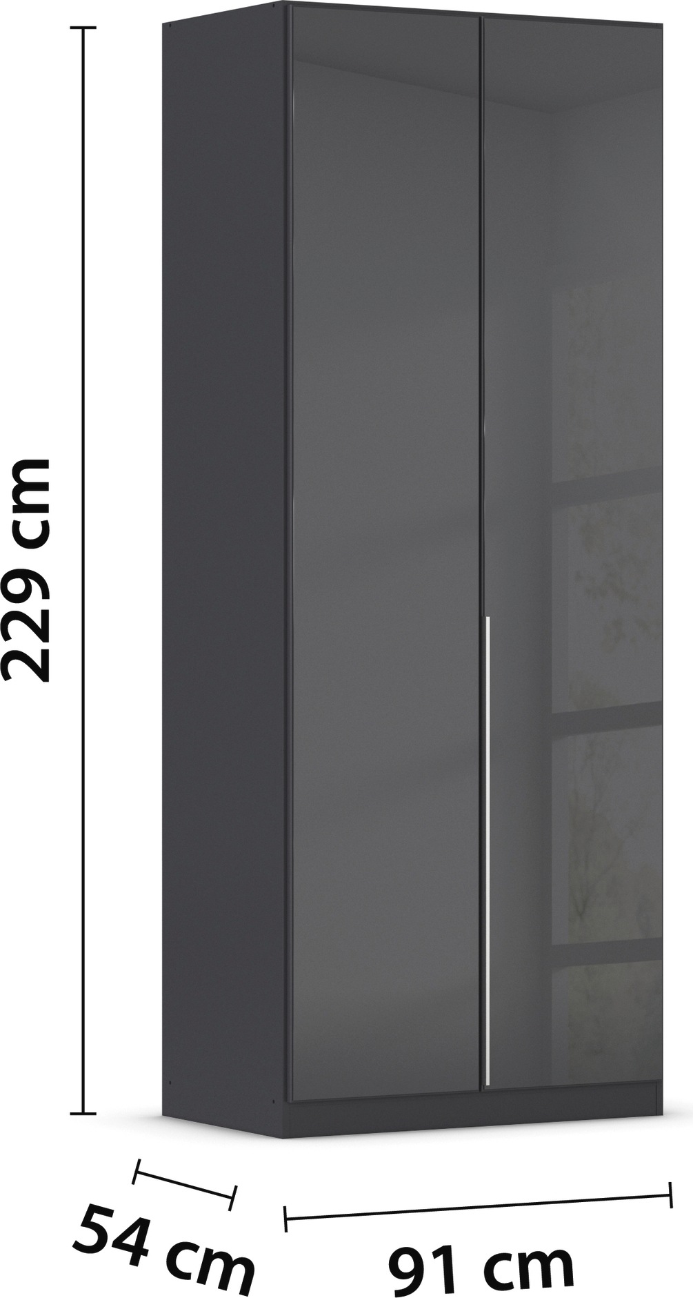 rauch Drehtürenschrank »Kleiderschrank Kleiderschränke Schrank Garderobe AGORDO mit Glasfront«, (in zwei Griff-Farben), durchdachte Innenausstattung, in 6 Breiten und 2 Höhen MADE IN GERMANY