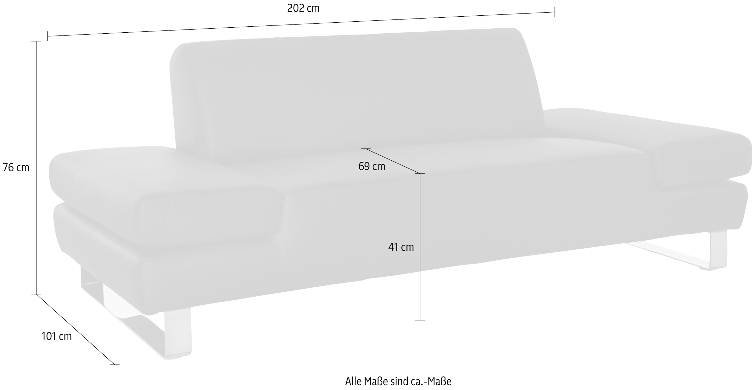 W.SCHILLIG 2-Sitzer »taboo Designsofa mit hohem Sitzkomfort« mit Übertiefe, inklusive Armlehnenverstellung, mit Kontrastnaht
