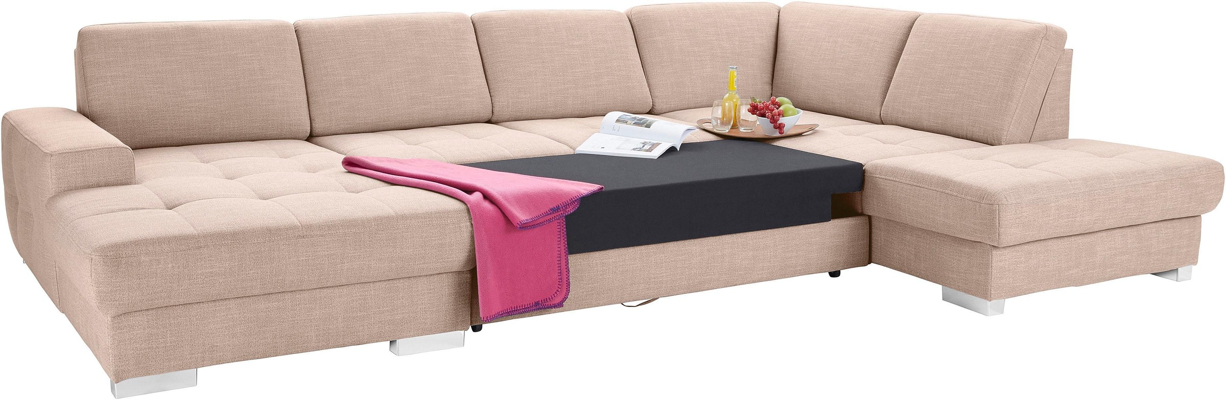 sit&more Wohnlandschaft »Santorini U-Form«, mit Federkern und Sitztiefenverstellung, wahlweise mit Bettfunktion