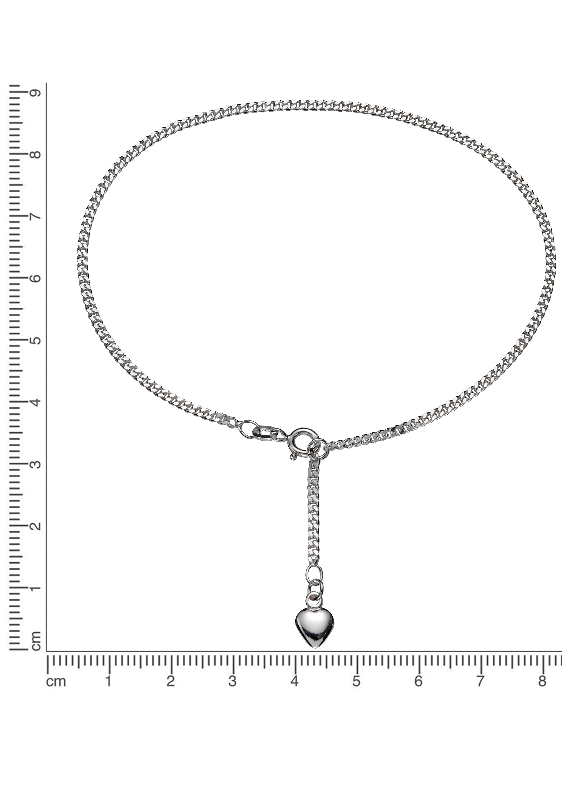 Firetti Fußkette mit Anhänger »Schmuck Geschenk Silber 925 Körperschmuck Herz Flachpanzerkette«