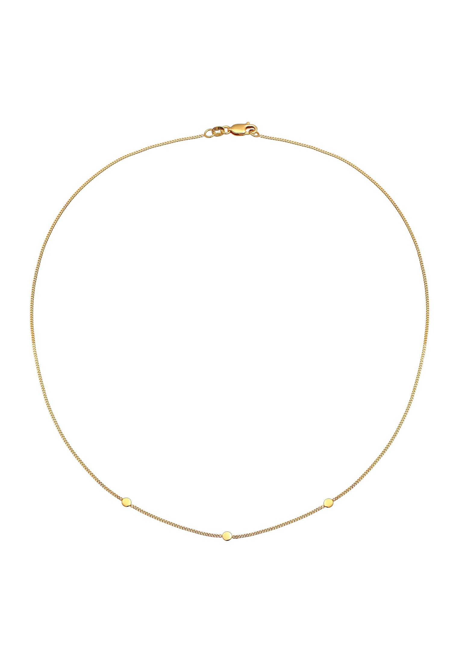 Elli Premium Kette mit Anhänger »Halskette Plättchen Kreis Rund Coin Boho 375 Gelbgold«