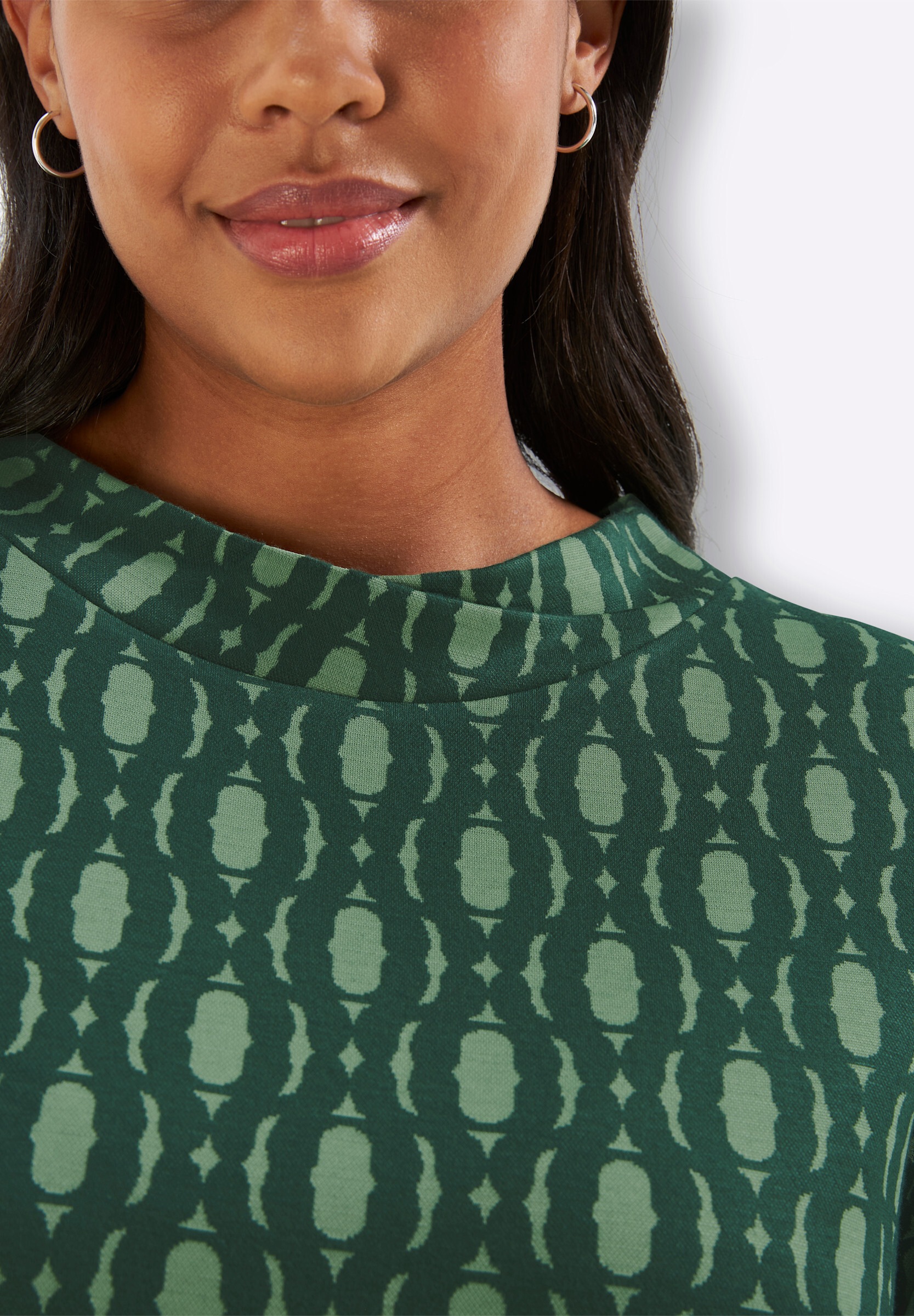Sheego Sweatshirt »Jacquard-Shirt Langarmshirt mit Jacquard-Muster«
