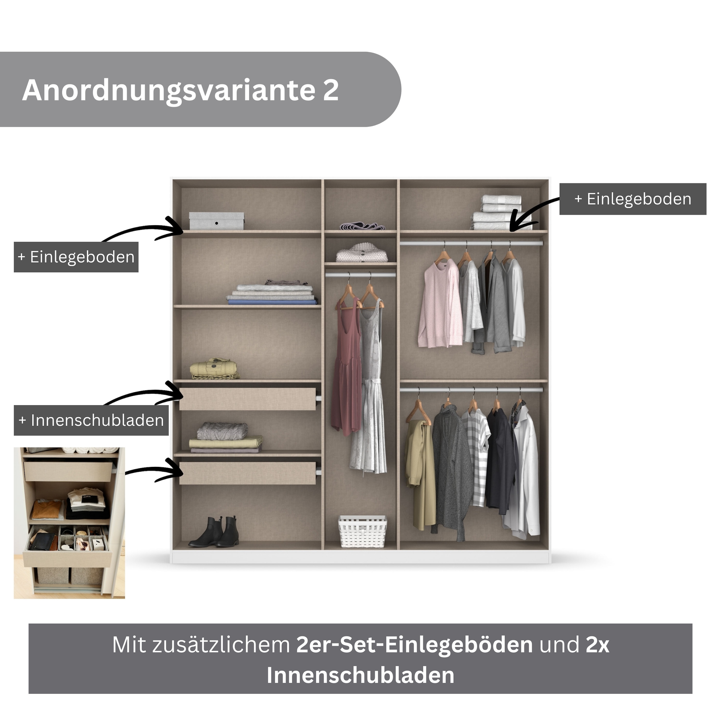 rauch Drehtürenschrank »Kleiderschrank Schrank Garderobe KOLUNA mit hochwertiger Glasfront«, inkl. 2 Innenschubladen sowie extra Einlegeböden MADE IN GERMANY