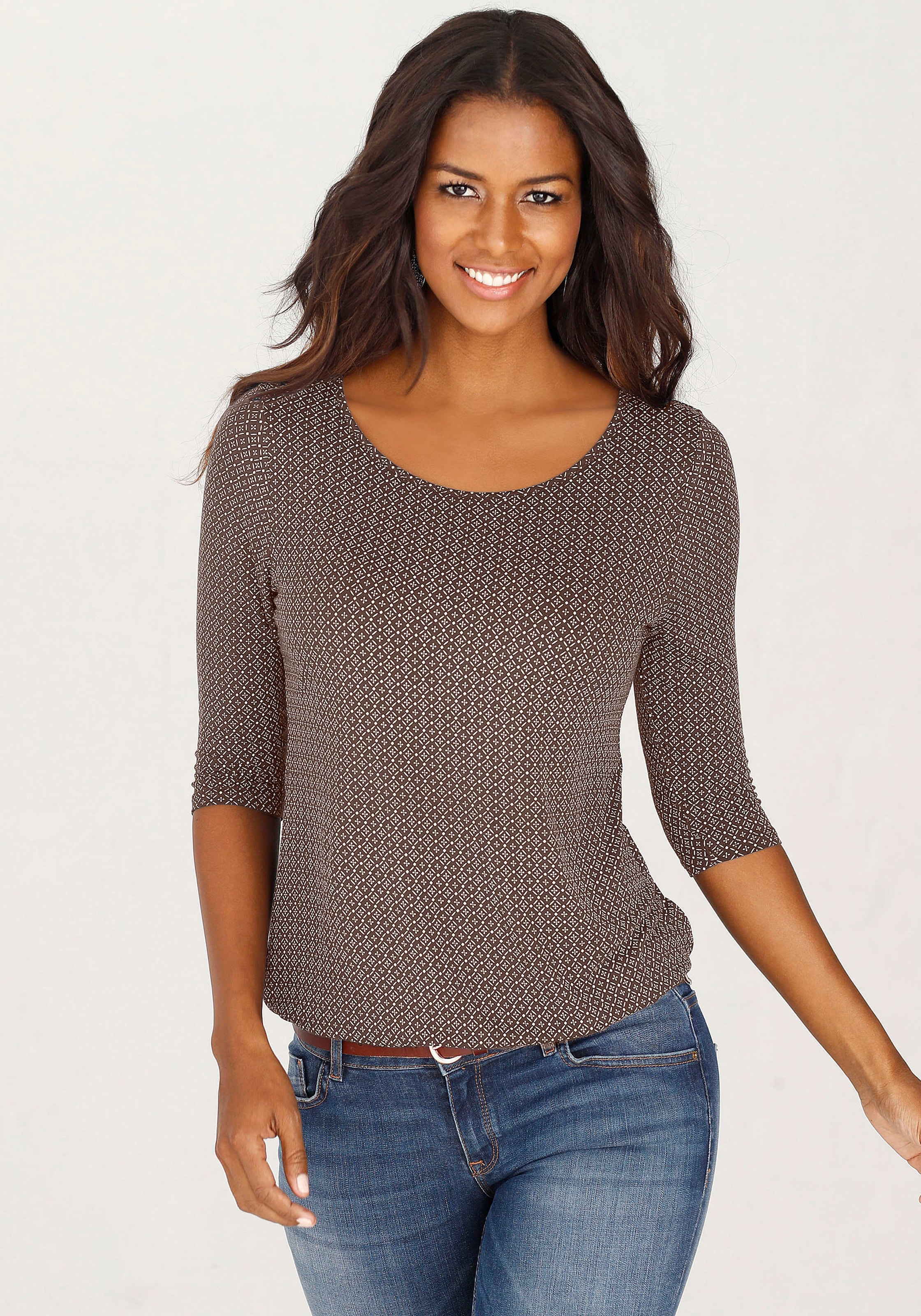 LASCANA 3/4-Arm-Shirt »mit modischem Cut-out«, (2er-Pack), aus weichem Viskose-Stretch