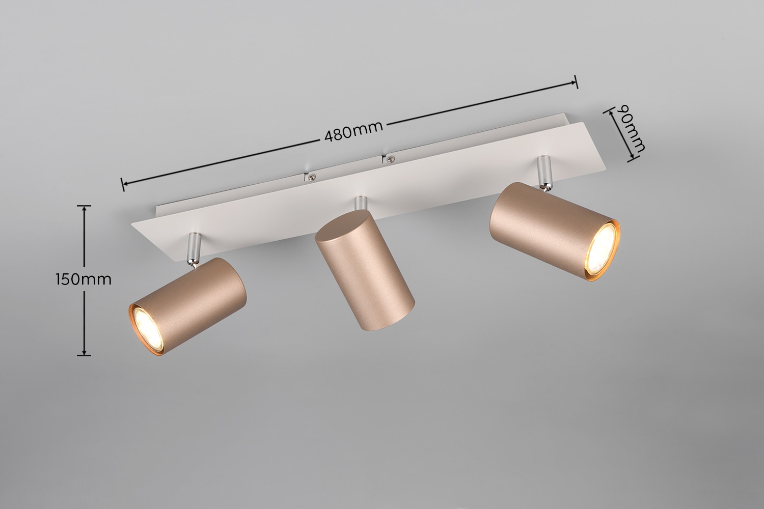 TRIO Leuchten Deckenstrahler »MARLEY, GU10 Deckenspot 1-flammig, exkl 3x GU10 max 35W, Wandspot« GU10 1 Stk. warmweiß - kaltweiß flexibel verstellbarer GU10 Deckenspot in coffee + warm grey, 48x9 cm