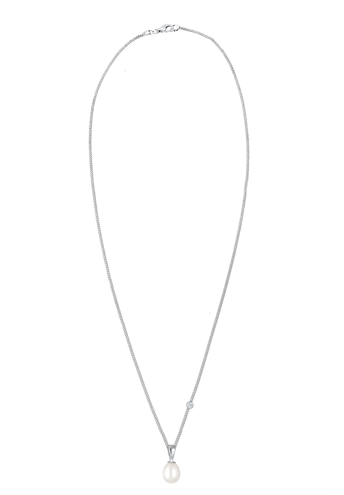 Elli DIAMONDS Silberkette »Halskette Süßwasserzuchtperl Diamant Weiß (0,03 ct) 925 Sterling Silber«
