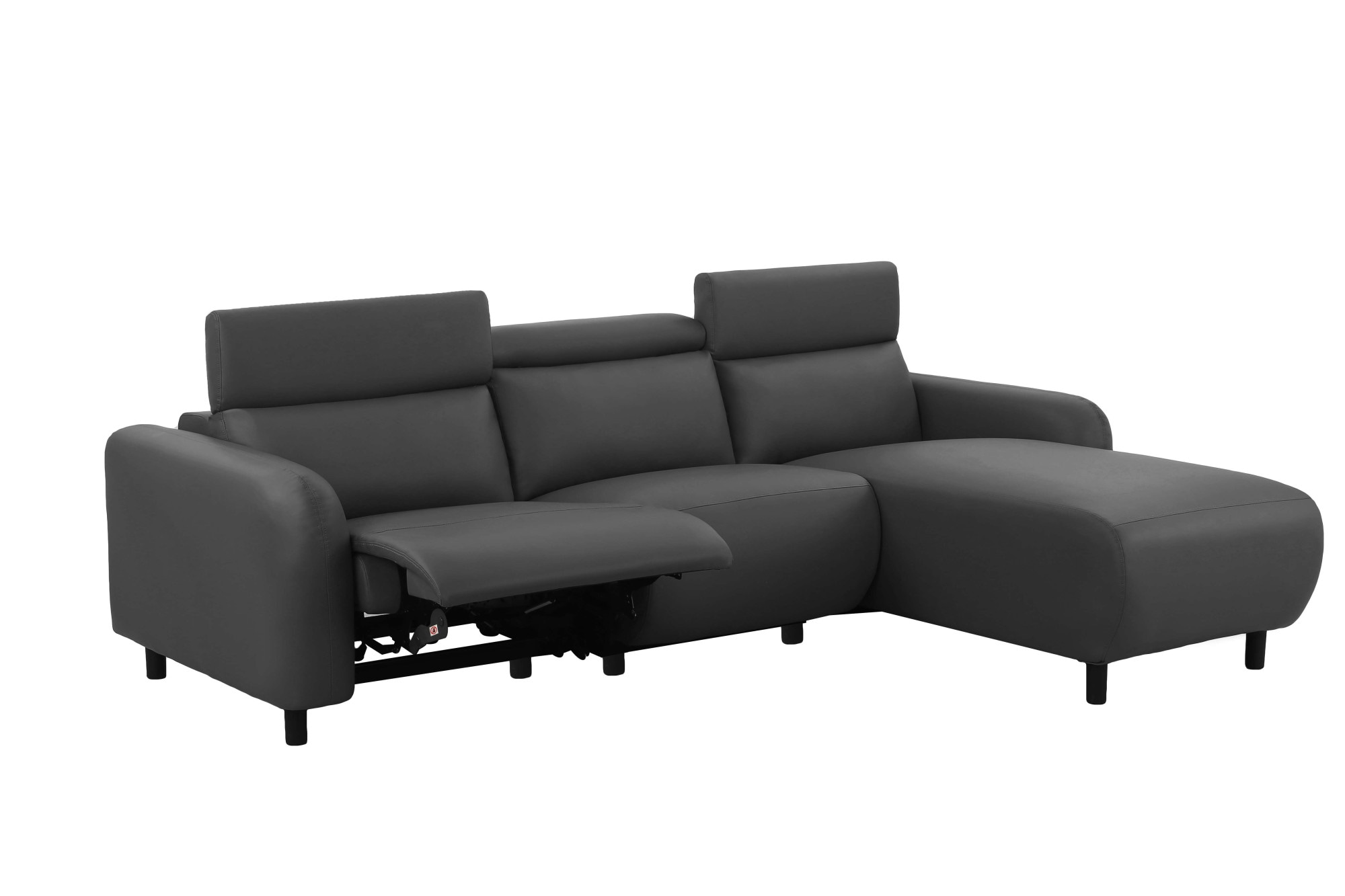 Home affaire Ecksofa »SKAANE Lederoptik, L-Form, 274 cm, manuelle u. elektrische Funktion,«, rundes Design, Kopfteilverstellung, Federkernpolsterung