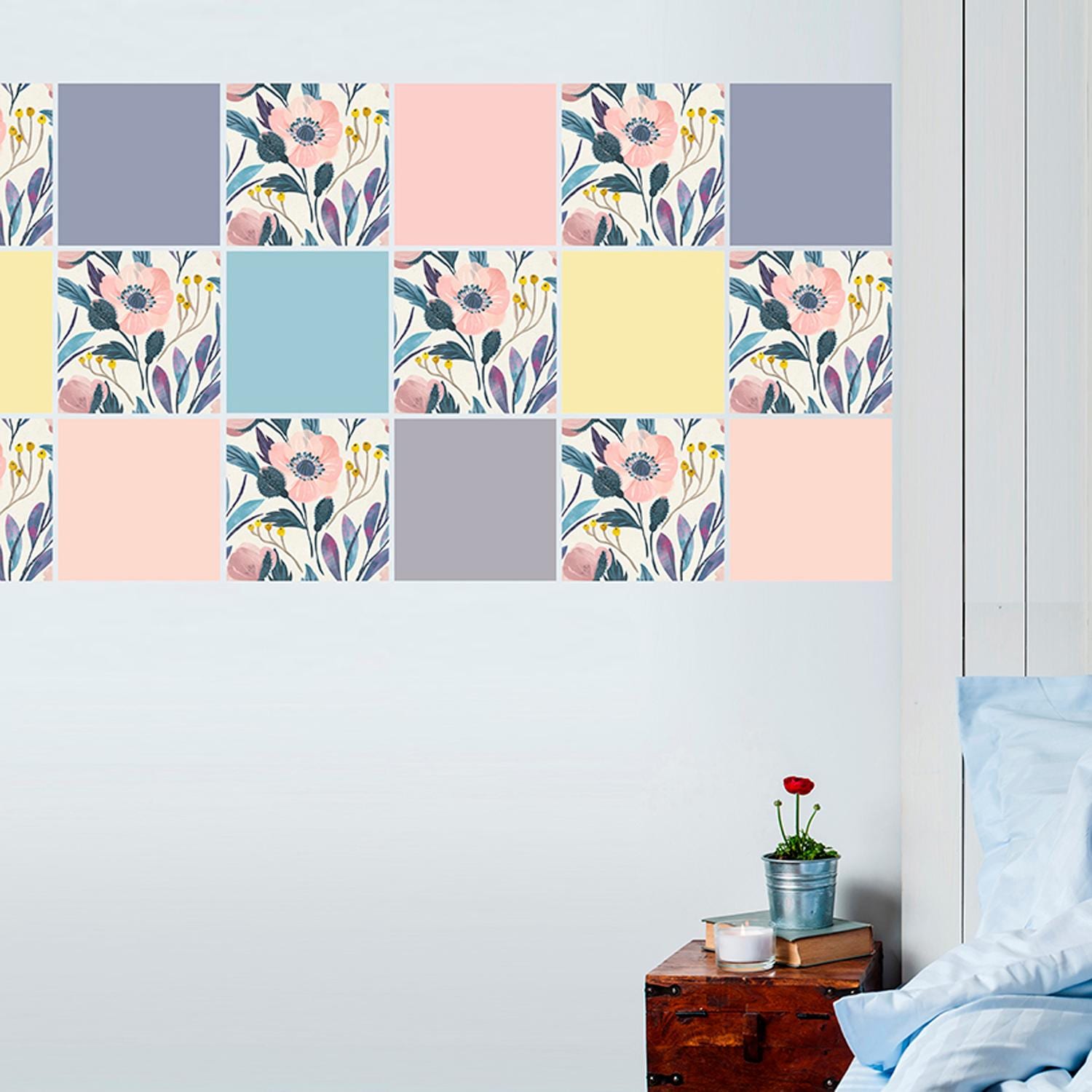 queence Fliesenaufkleber »Pflanze«, (12 St.), Stickerfliesen, selbstklebend, Sticker, 12er Set
