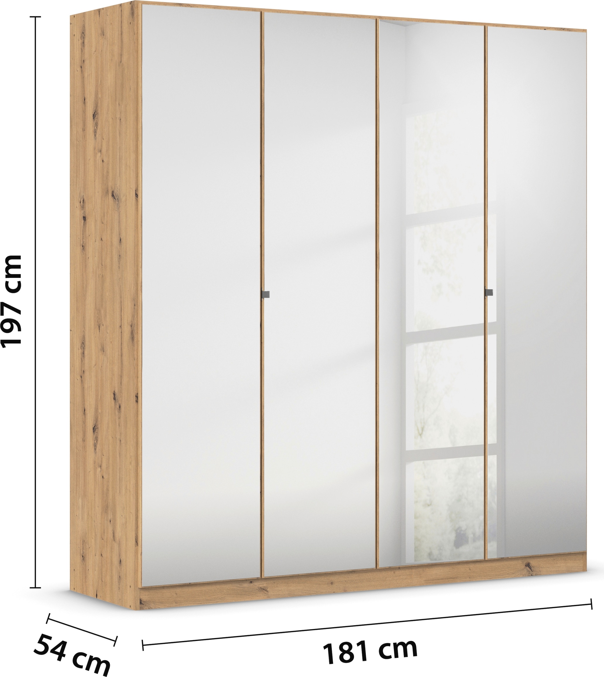 rauch Drehtürenschrank »Reflect«, mit Spiegelfront, inkl. praktischer Inneneinteilung