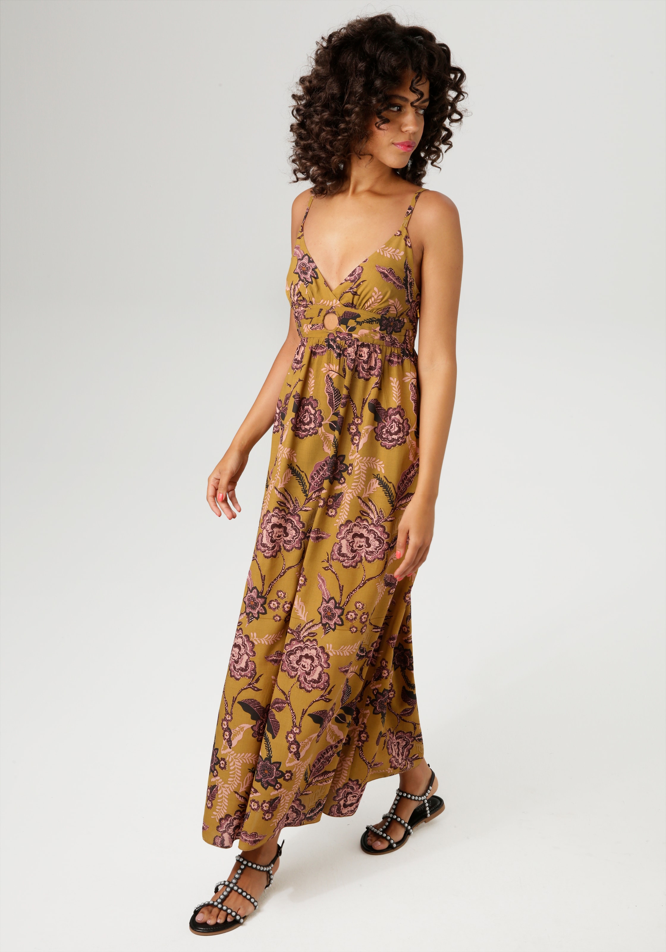 Aniston CASUAL Sommerkleid, mit farbharmonischen, großflächigen Blumendruck