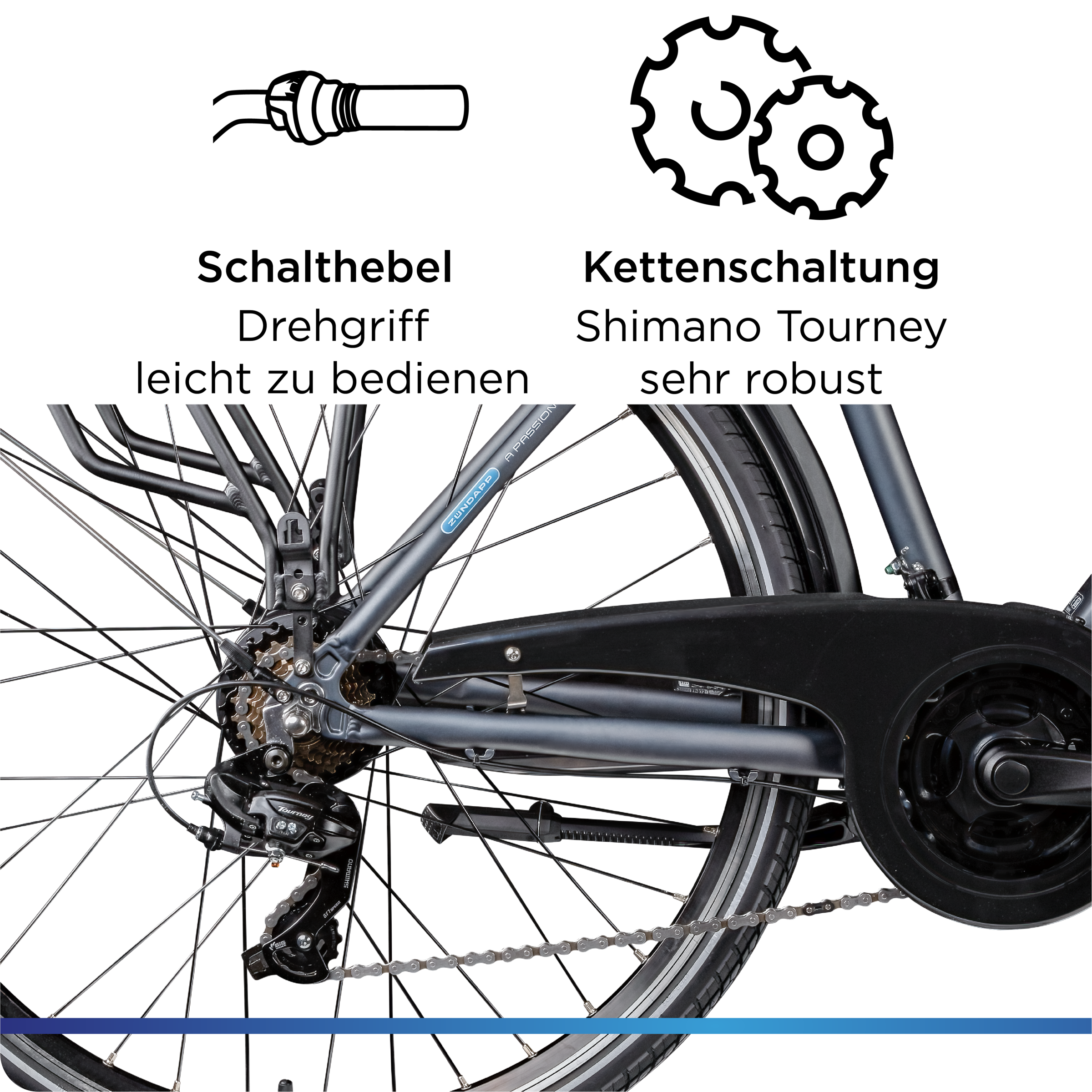 Zündapp »Green 7.7 Herren« 21 Gang Shimano Tourney Schaltwerk Kettenschaltung Heckmotor 250 W Pedelec, Elektrofahrrad für Damen u. Herren