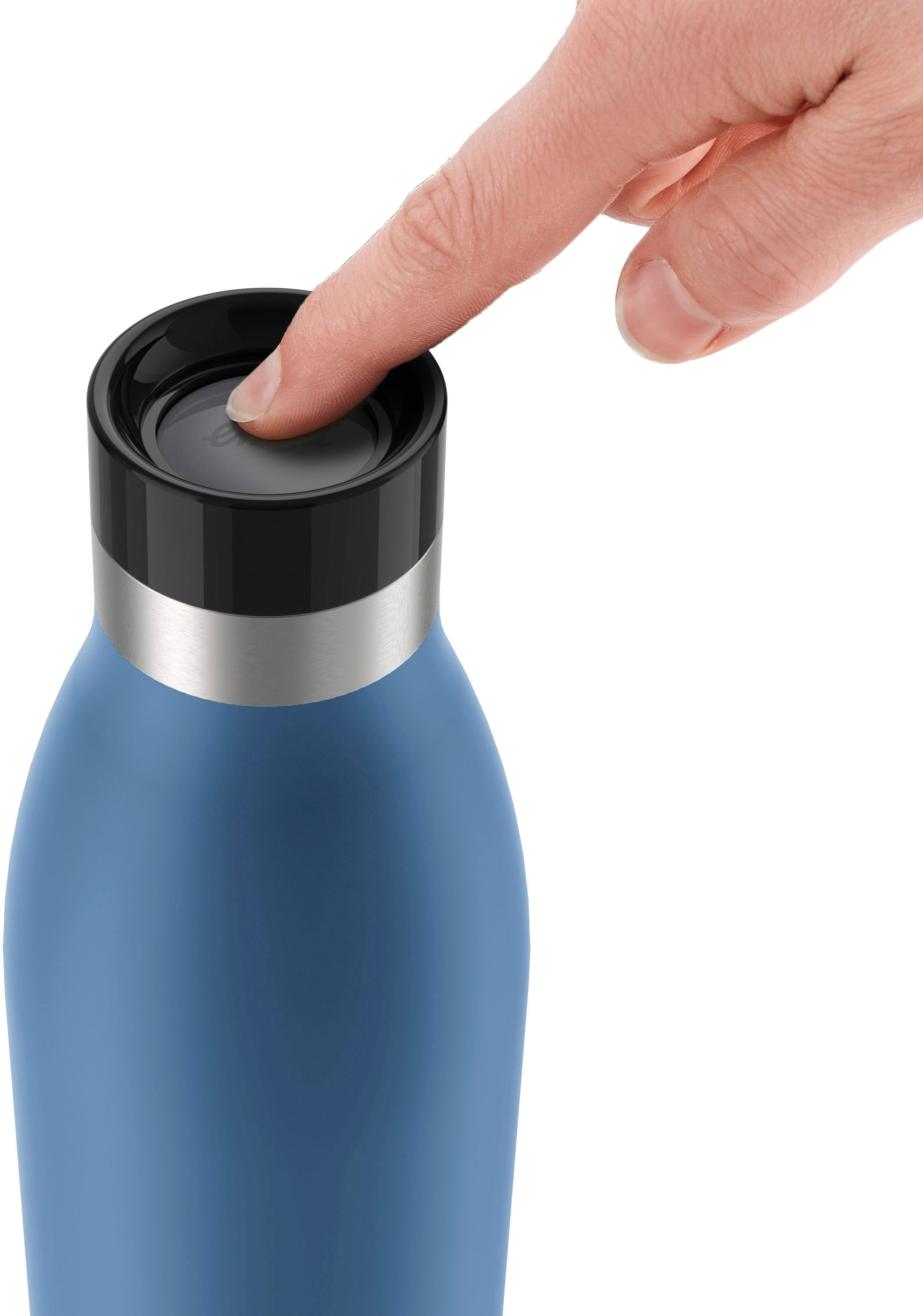 Emsa Isolierflasche »Bludrop«, Quick-Press Verschluss, 360° Trinkgenuss, 12 h warm, 24 h kühl, 0,7 L