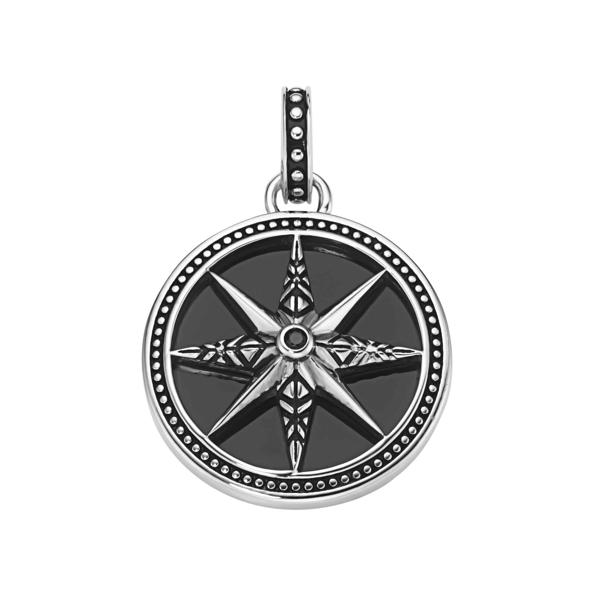 GIORGIO MARTELLO MILANO Kettenanhänger »Anhänger Kompass mit Achat und Spinell in schwarz, Silber 925«