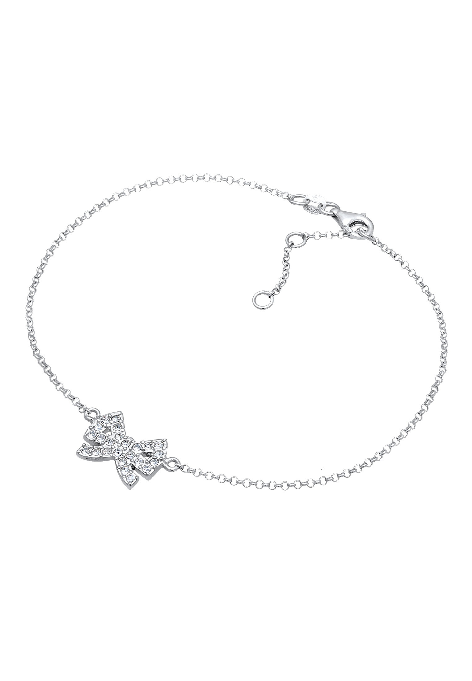Elli Fußkette »Fußschmuck Schleife Weiß Klassisch 925 Sterling Silber, mit Kristallen von Swarovski®«