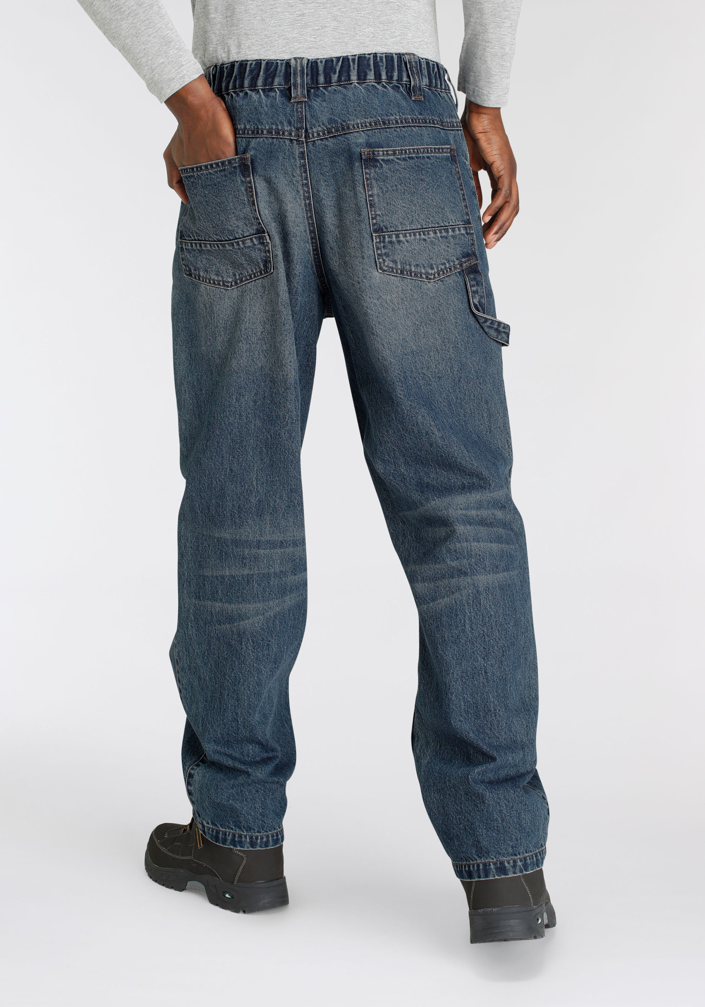 (aus Jeans«, 100% ♕ mit fit), Country Arbeitshose 6 dehnbarem Northern comfort Taschen »Cargo mit robuster praktischen Baumwolle, bei Bund, Jeansstoff,