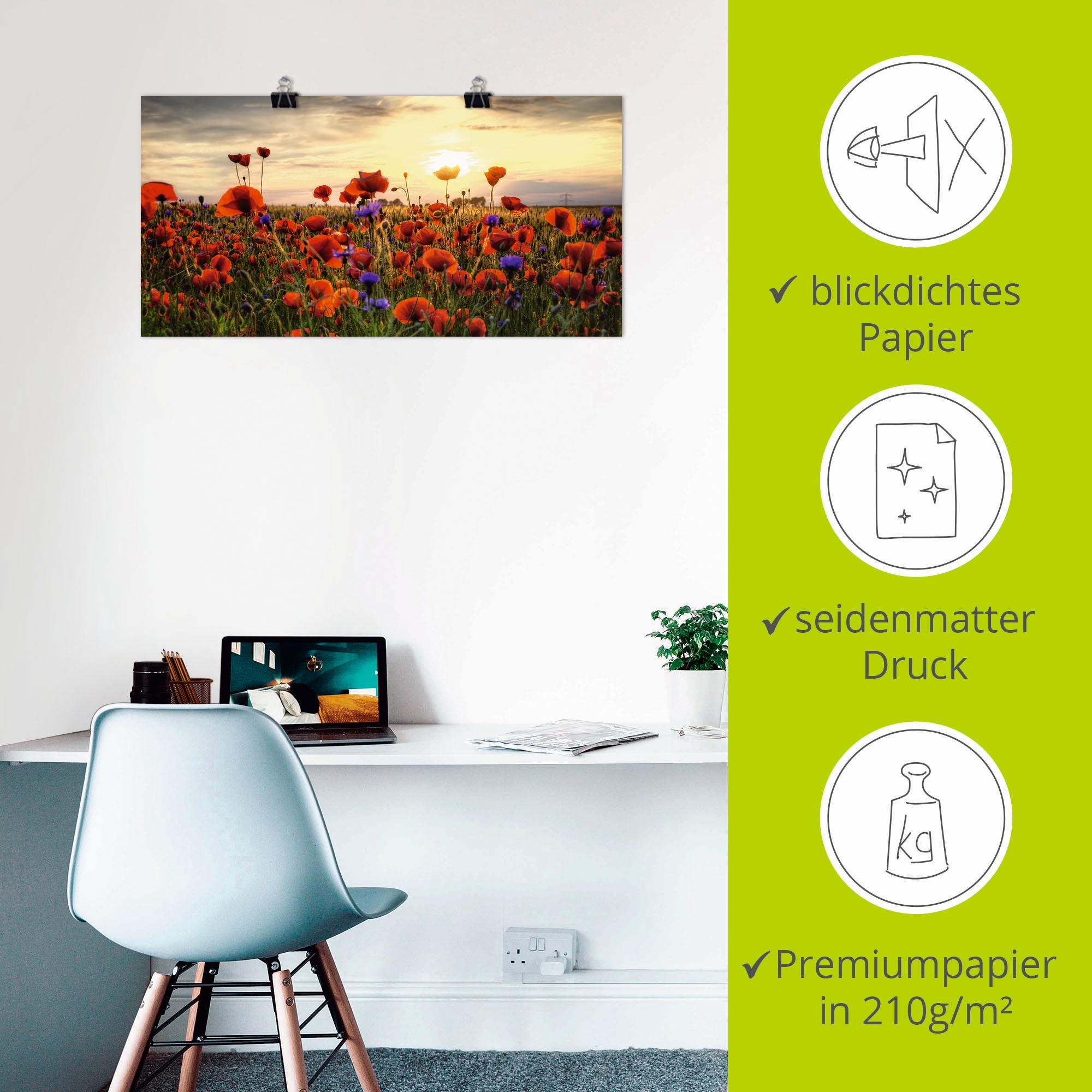 Artland Wandbild »Mohnblumen« Blumen 1 Stk. tlg. als Alubild, Leinwandbild, Poster in verschied. Größen