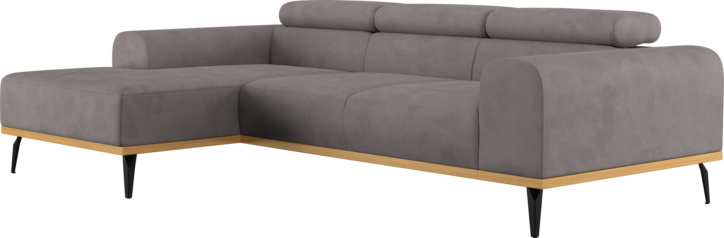 Places of Style Ecksofa »Carlo L-Form«, mit Kopfteilverstellung & Holz-Rahmenoptik, optional Relaxfunktion