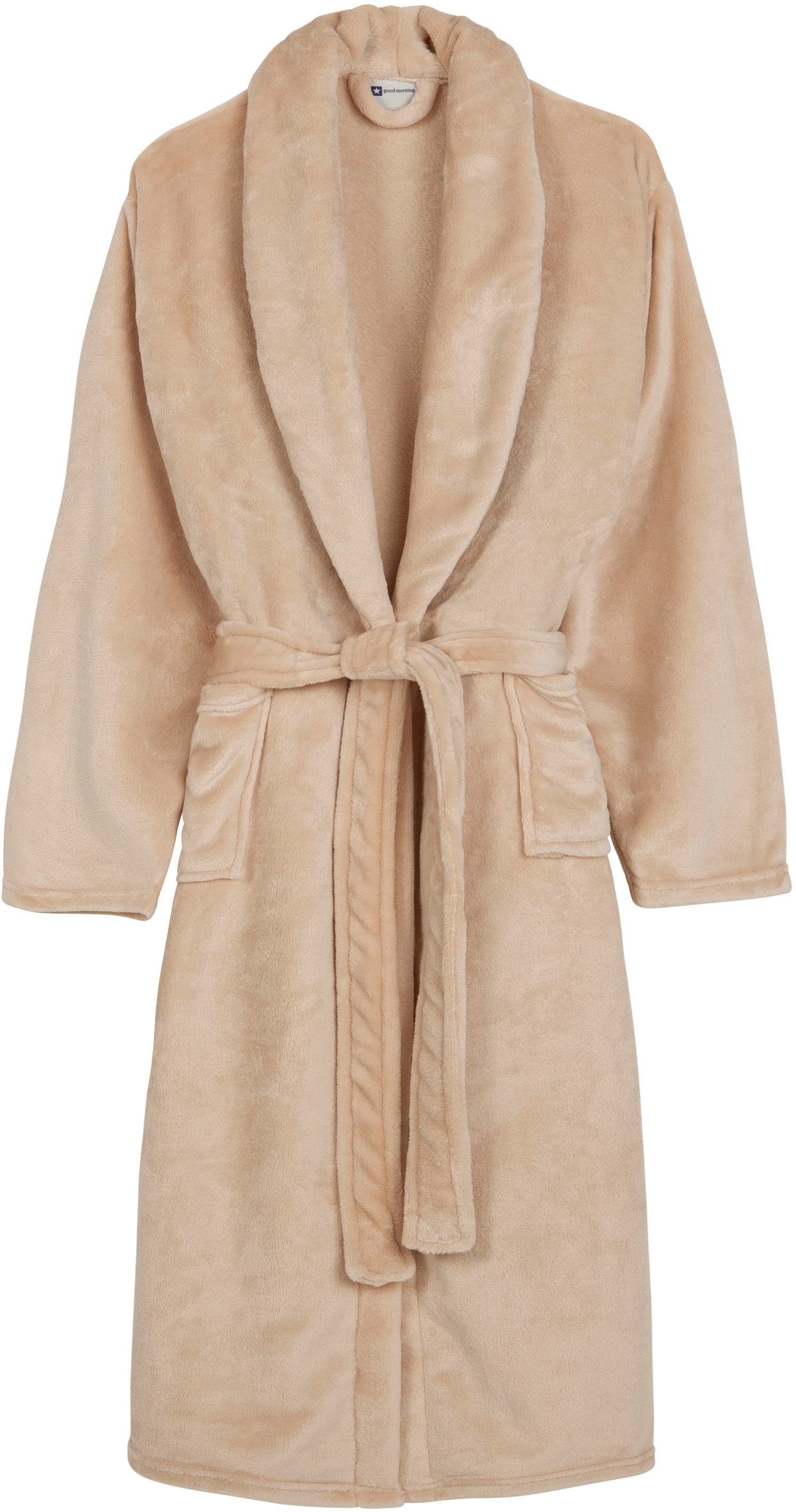 good morning Bademantel »Good morning Bathrobe uni«, (Packung, 1 St., 1x Bademantel), Schalkragen, Gürtel, Taschen, Damen & Herren, Velours, Glanz