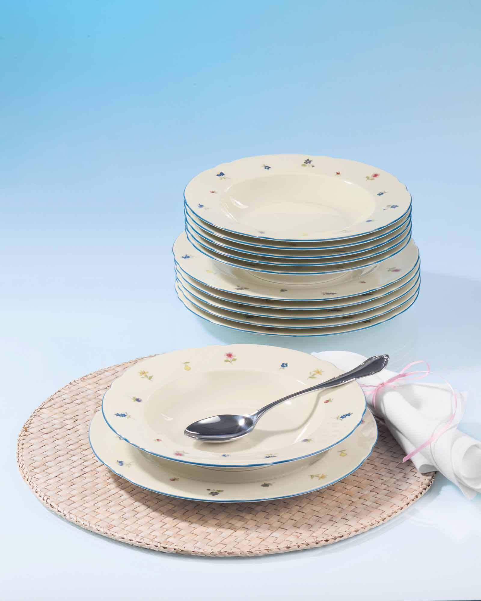 Seltmann Weiden Geschirr-Set »Tafelservice Marieluise Streublume 12er Set bunt« Spülmaschinengeeignet, Mikrowellengeeignet, Ofenfest, Salamandergeeignet, Kühlschrankgeeignet, Gefrierschrankgeeignet